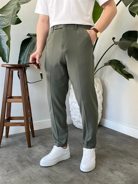 Boyfriend Mint Yeşili Kumaş Pantolon