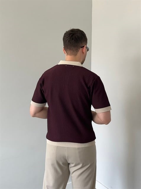 Hemşire Yaka Triko Bordo