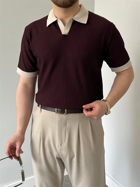 Hemşire Yaka Triko Bordo