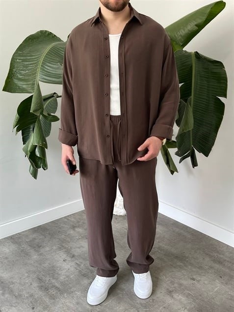 Kahverengi Premium Modal Oversize Takım