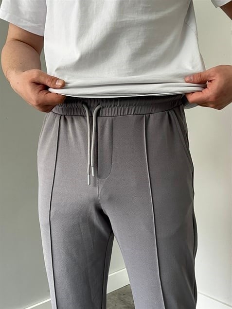 Krep Kumaş Baggy Pantolon Gri