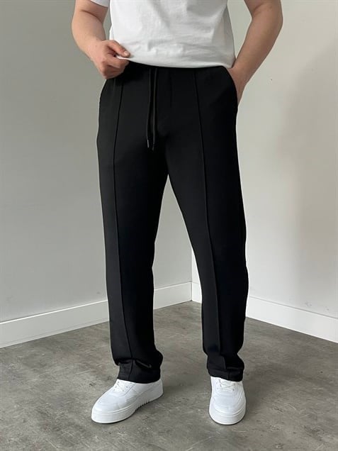 Krep Kumaş Baggy Pantolon Siyah