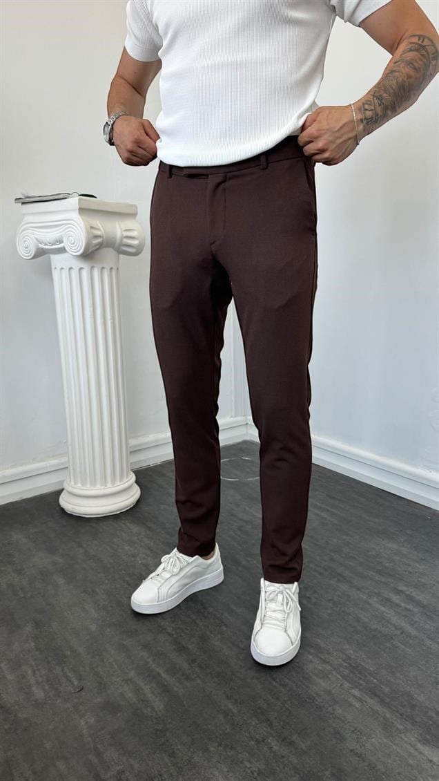 LM Klasik Slimfit Kumaş Pantolon Kahverengi