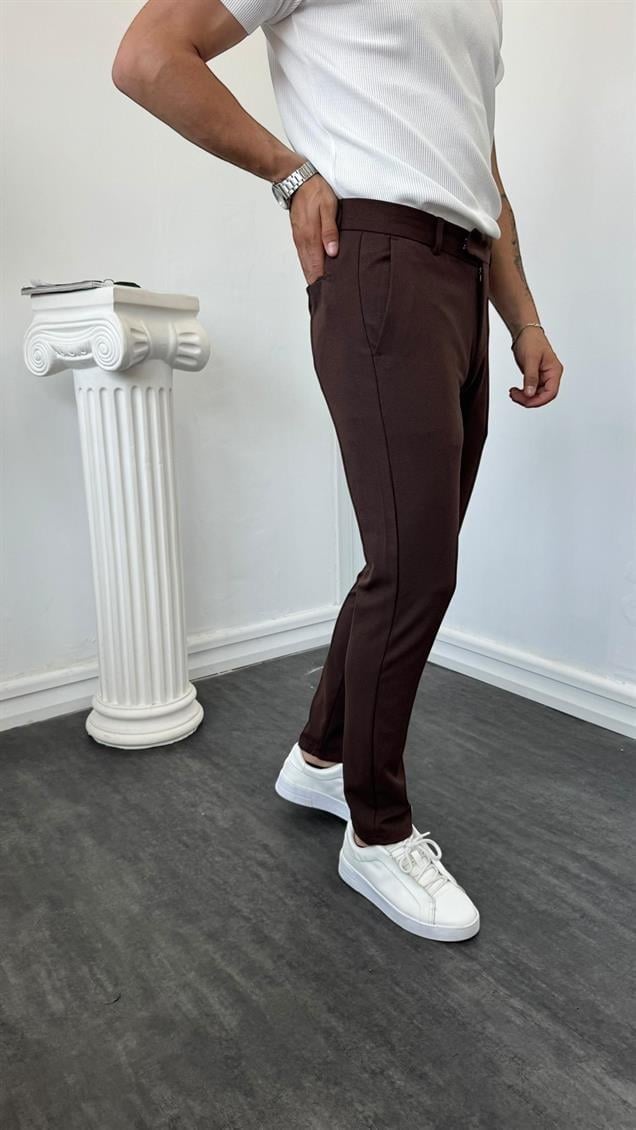 LM Klasik Slimfit Kumaş Pantolon Kahverengi