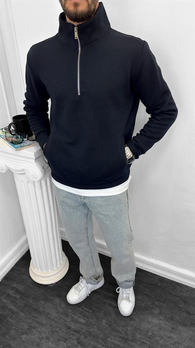 Luxury Sofia Yarım Fermuarlı Sweat Lacivert