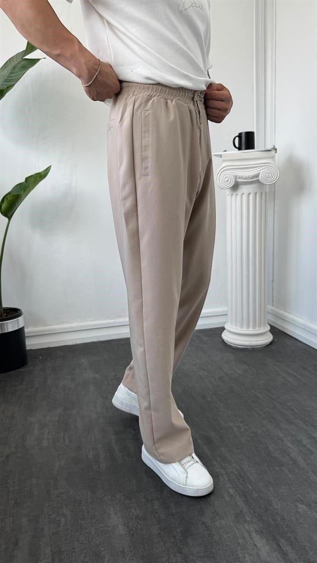 MR Paça Fermuarlı Baggy Jogger Krem