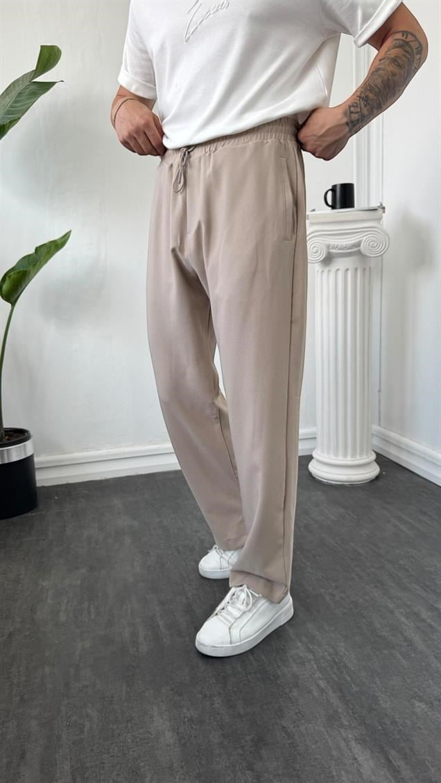 MR Paça Fermuarlı Baggy Jogger Krem