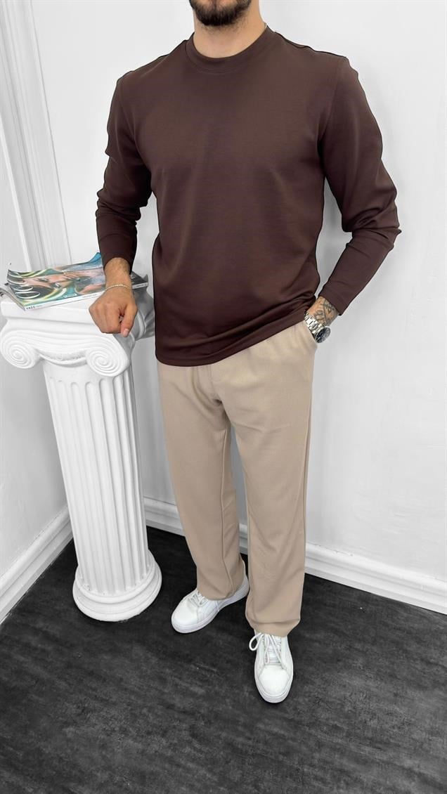 Oysho Kumaş Sweatshirt Kahverengi
