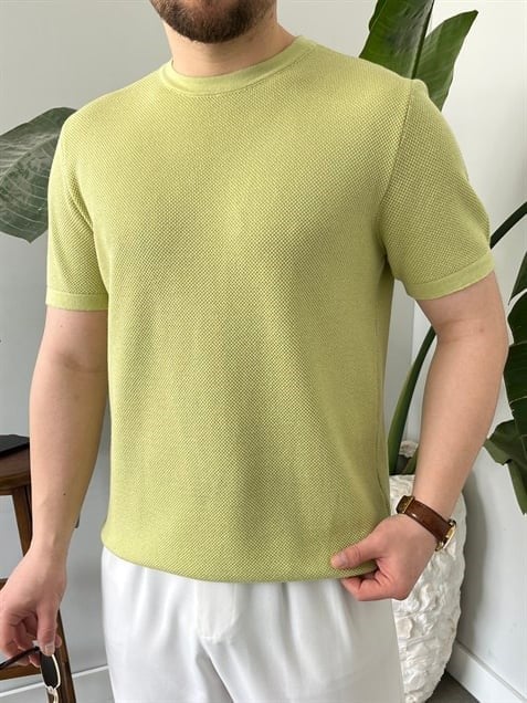 Pirinç Örgülü Basic Triko Kelly Yeşili