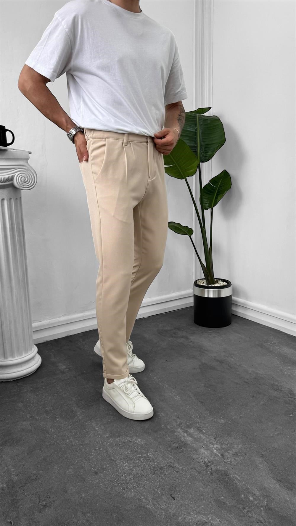 SW Pileli Duble Paça Jogger Bej