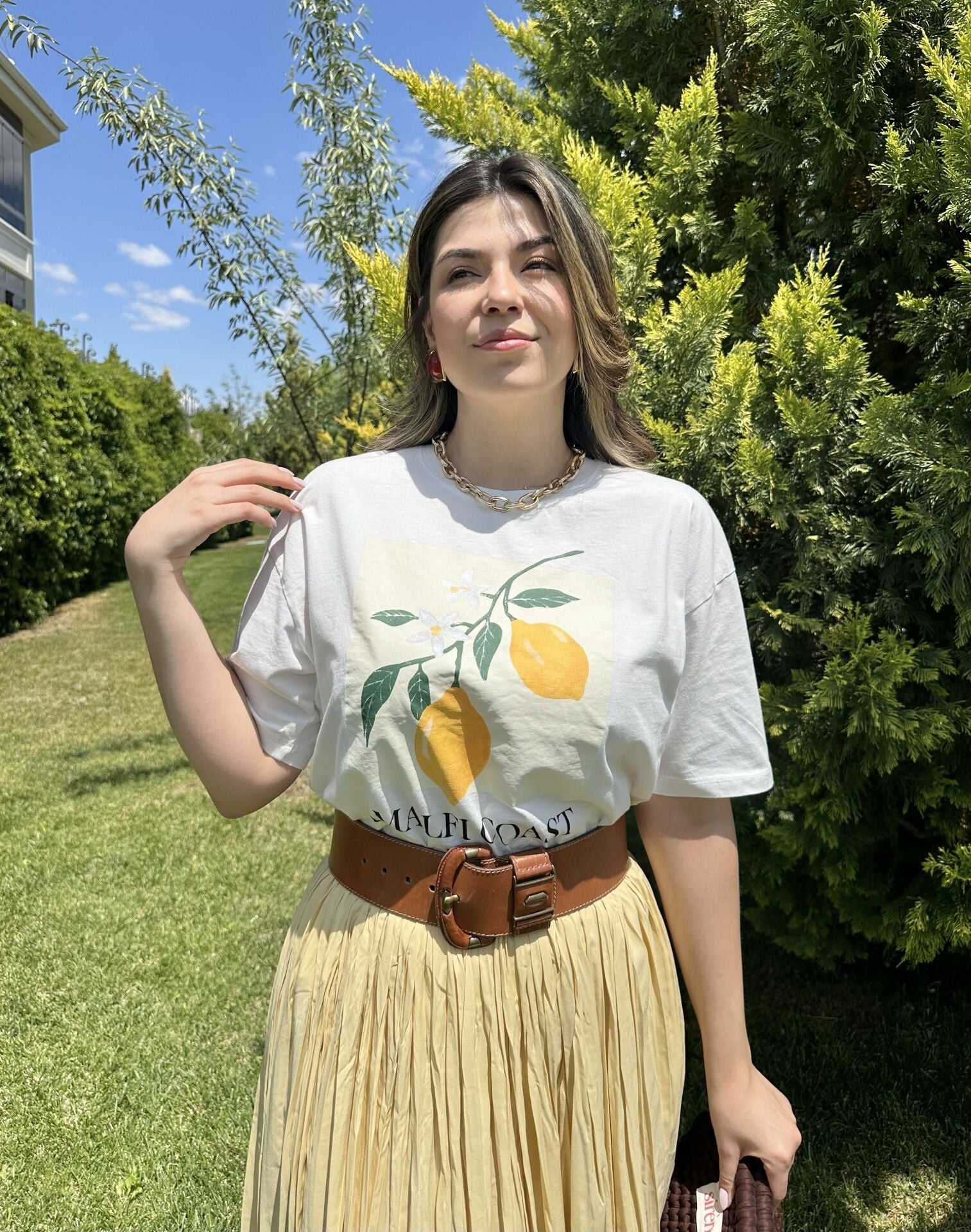Amalfi Limonlu Beyaz Tişört