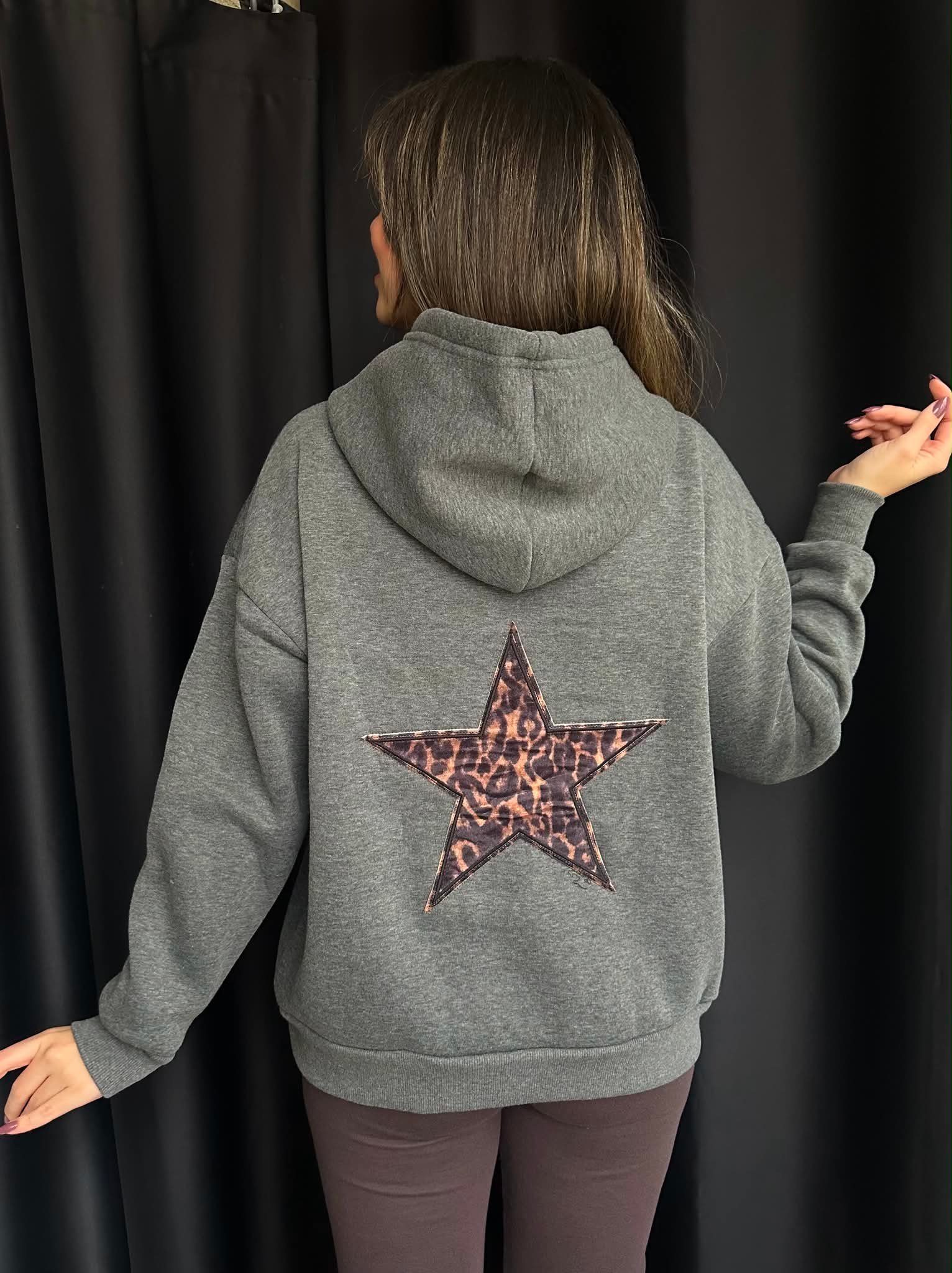 Antrasit Yıldız Detaylı  Sweatshirt