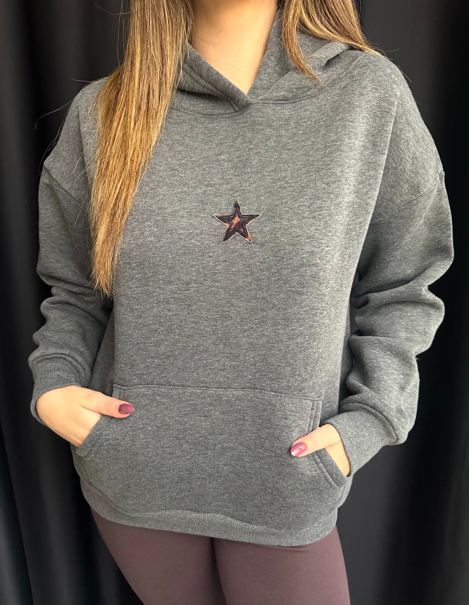 Antrasit Yıldız Detaylı  Sweatshirt