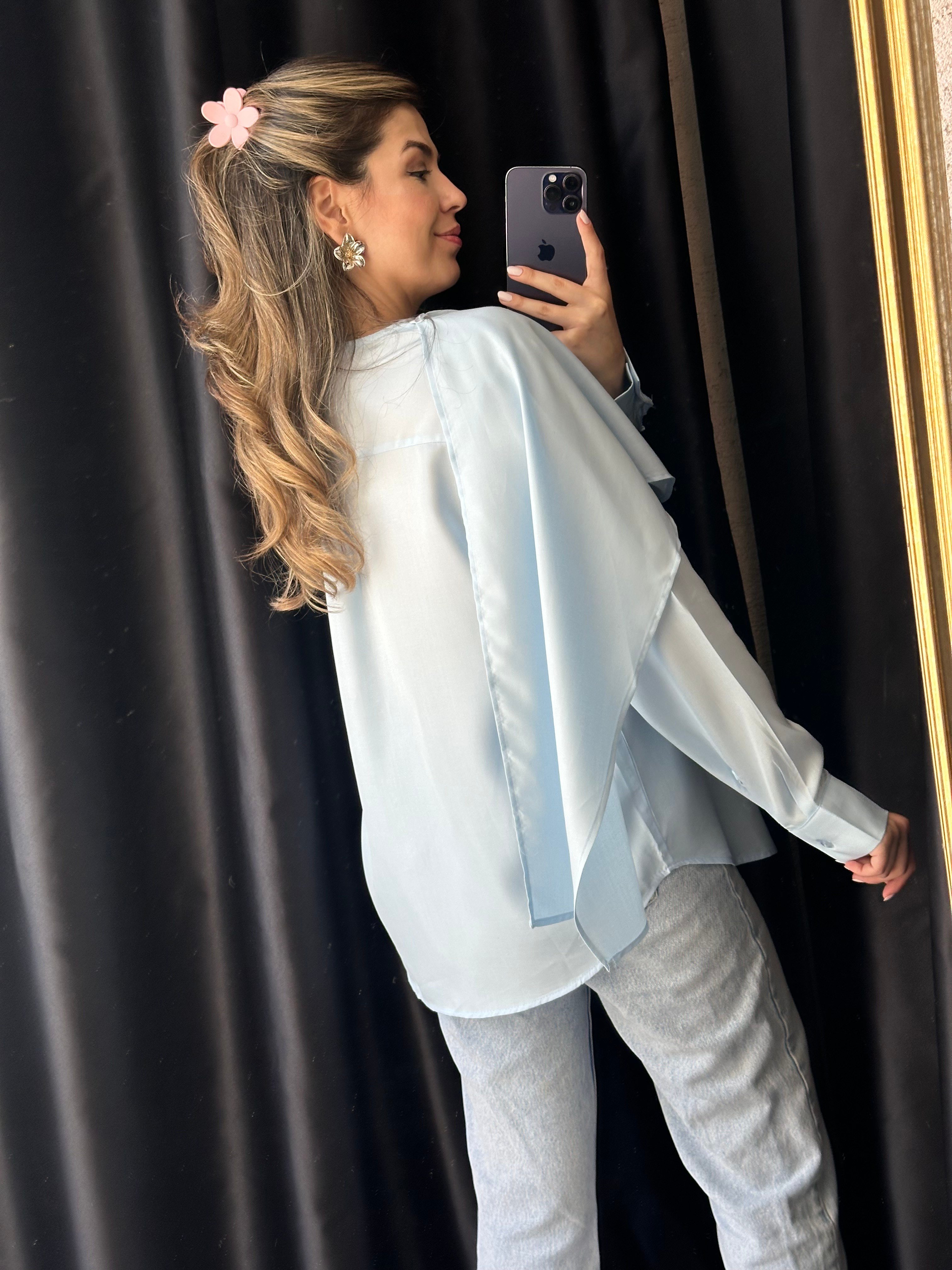 Bebe Mavisi Pelerin Detaylı Gömlek