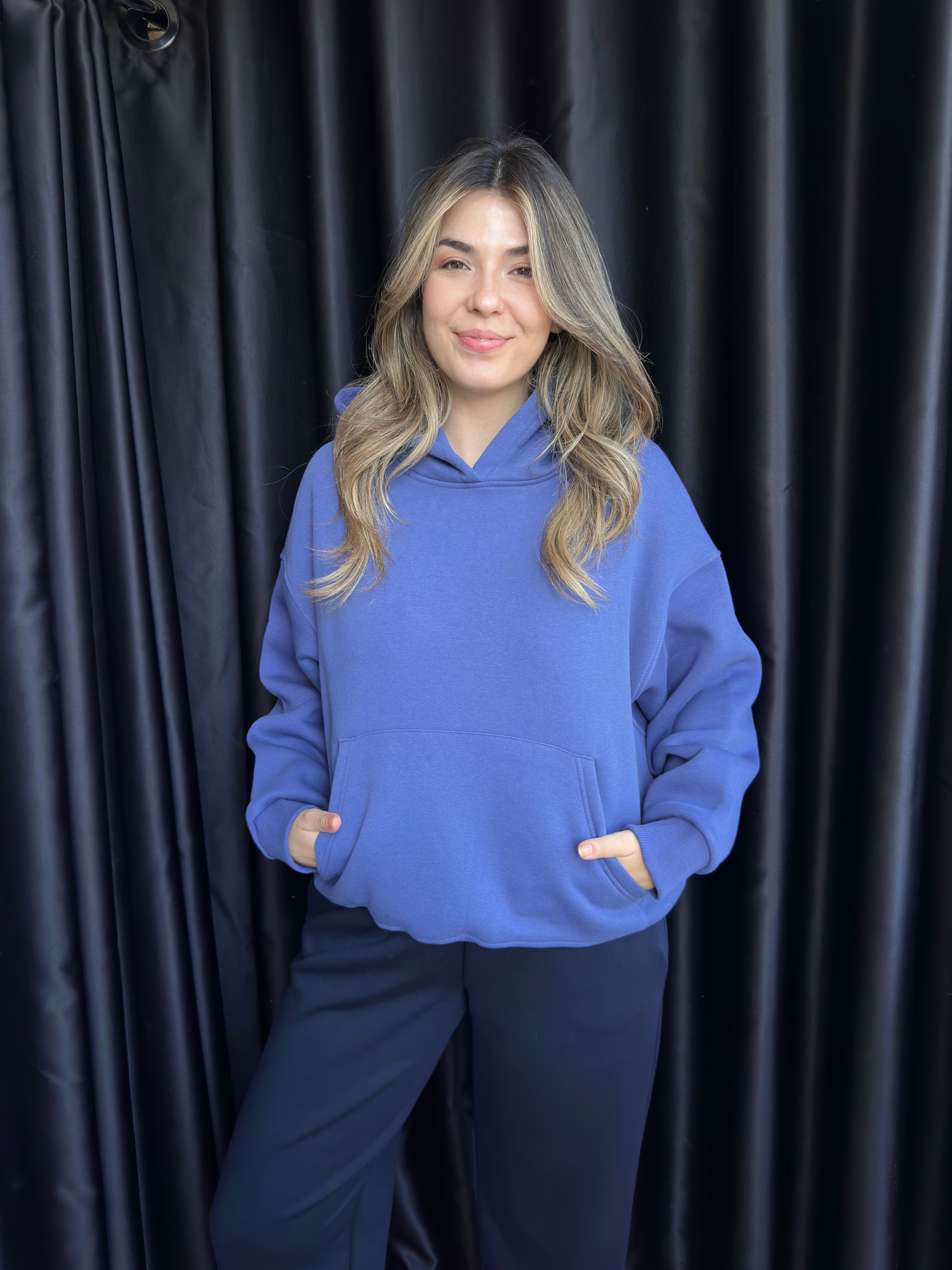 Eflatun Kapüşonlu Sweatshirt 