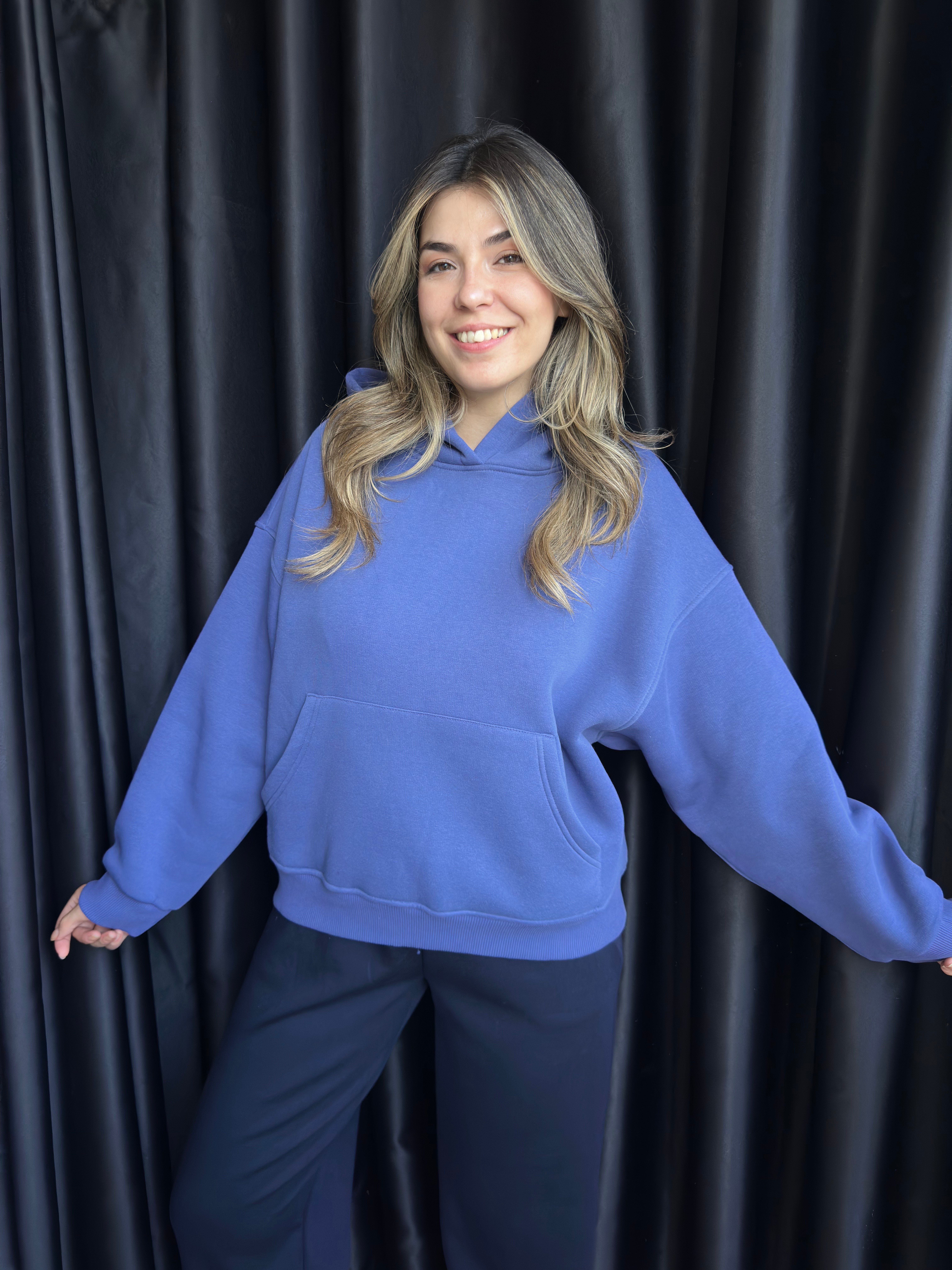 Eflatun Kapüşonlu Sweatshirt 