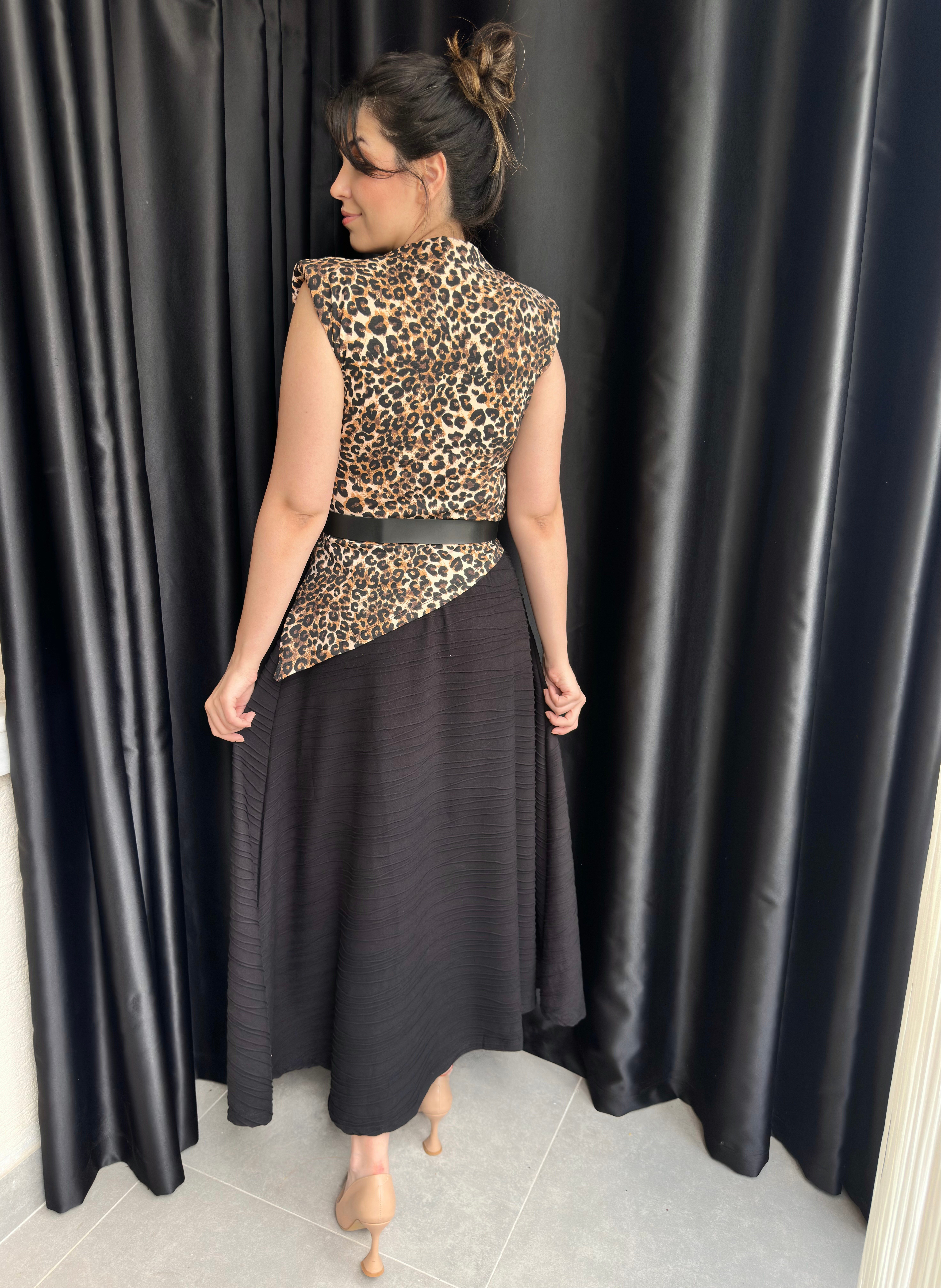 Leopar Bluz Etek Kemerli Takım