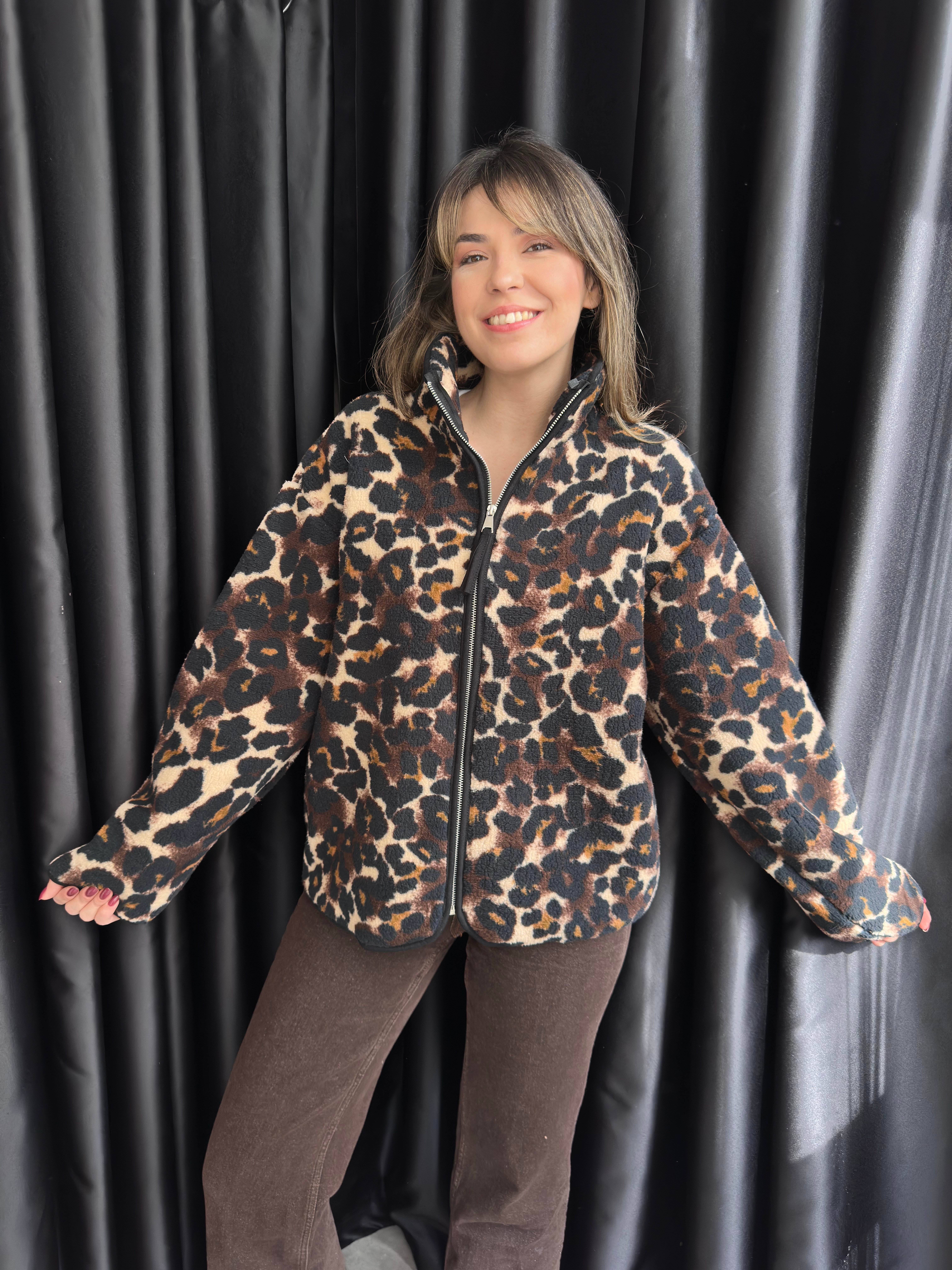 Leopar Desenli Polar Hırka