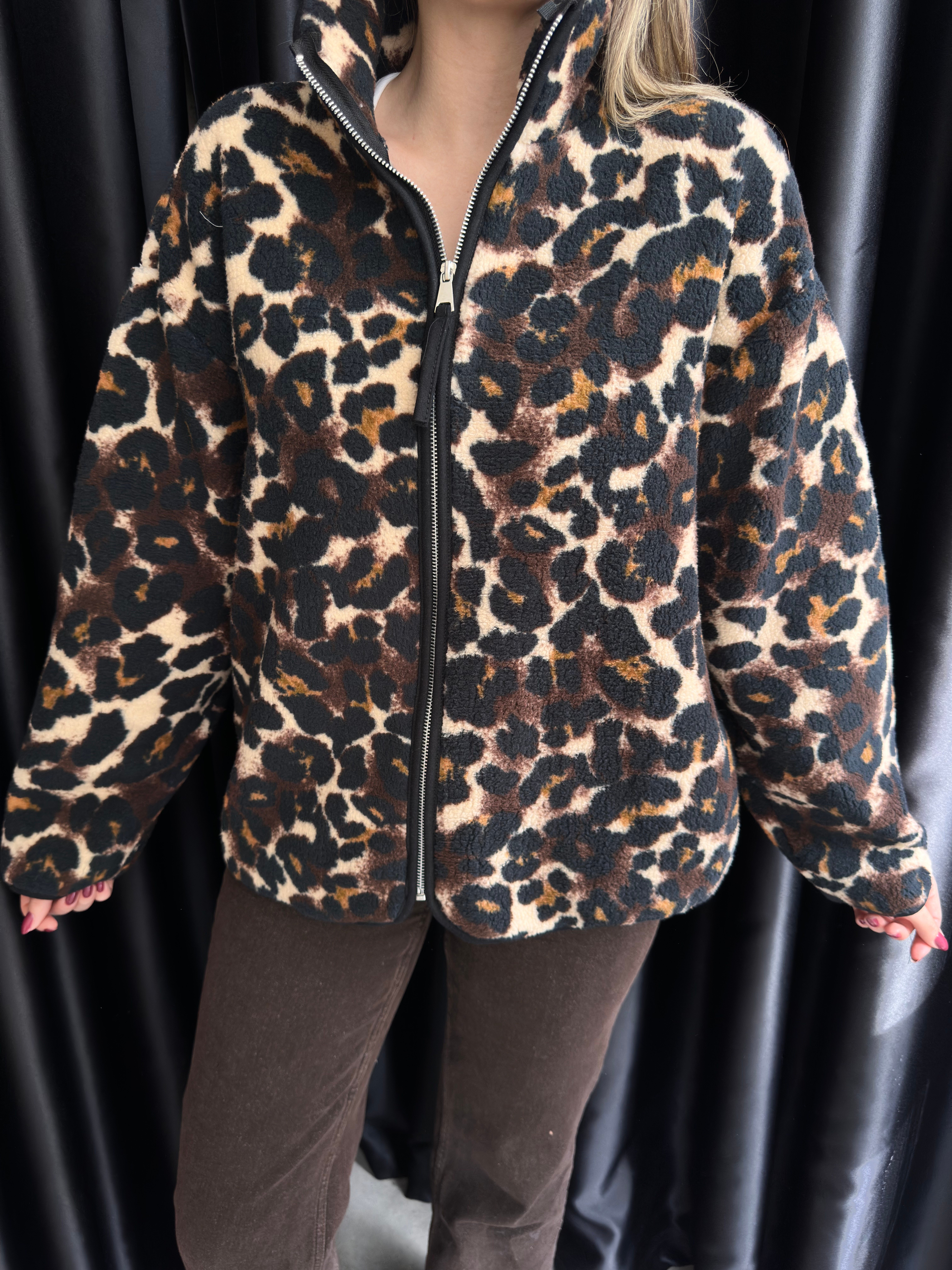Leopar Desenli Polar Hırka