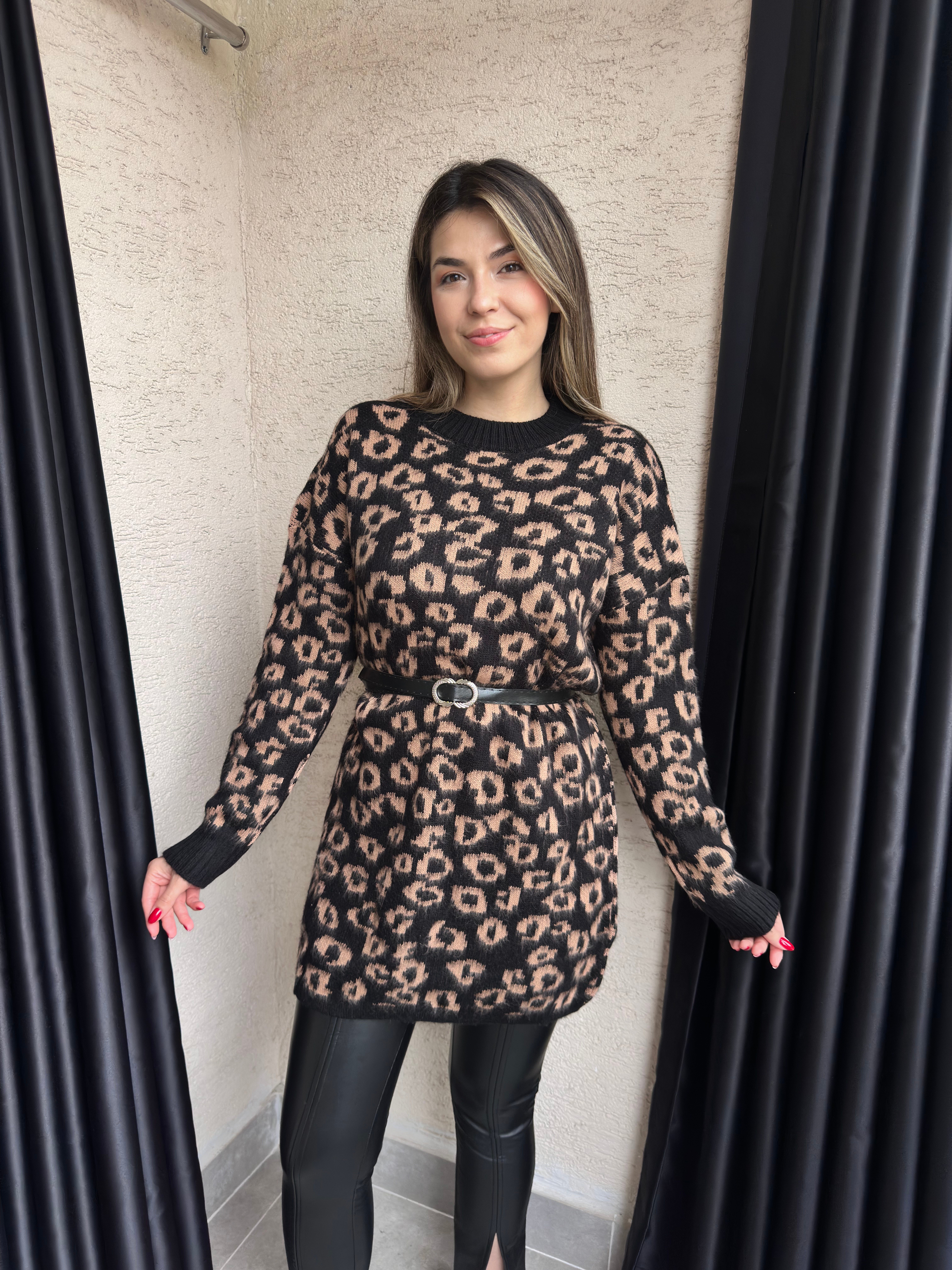 Leopar Taba Kemerli Kazak 