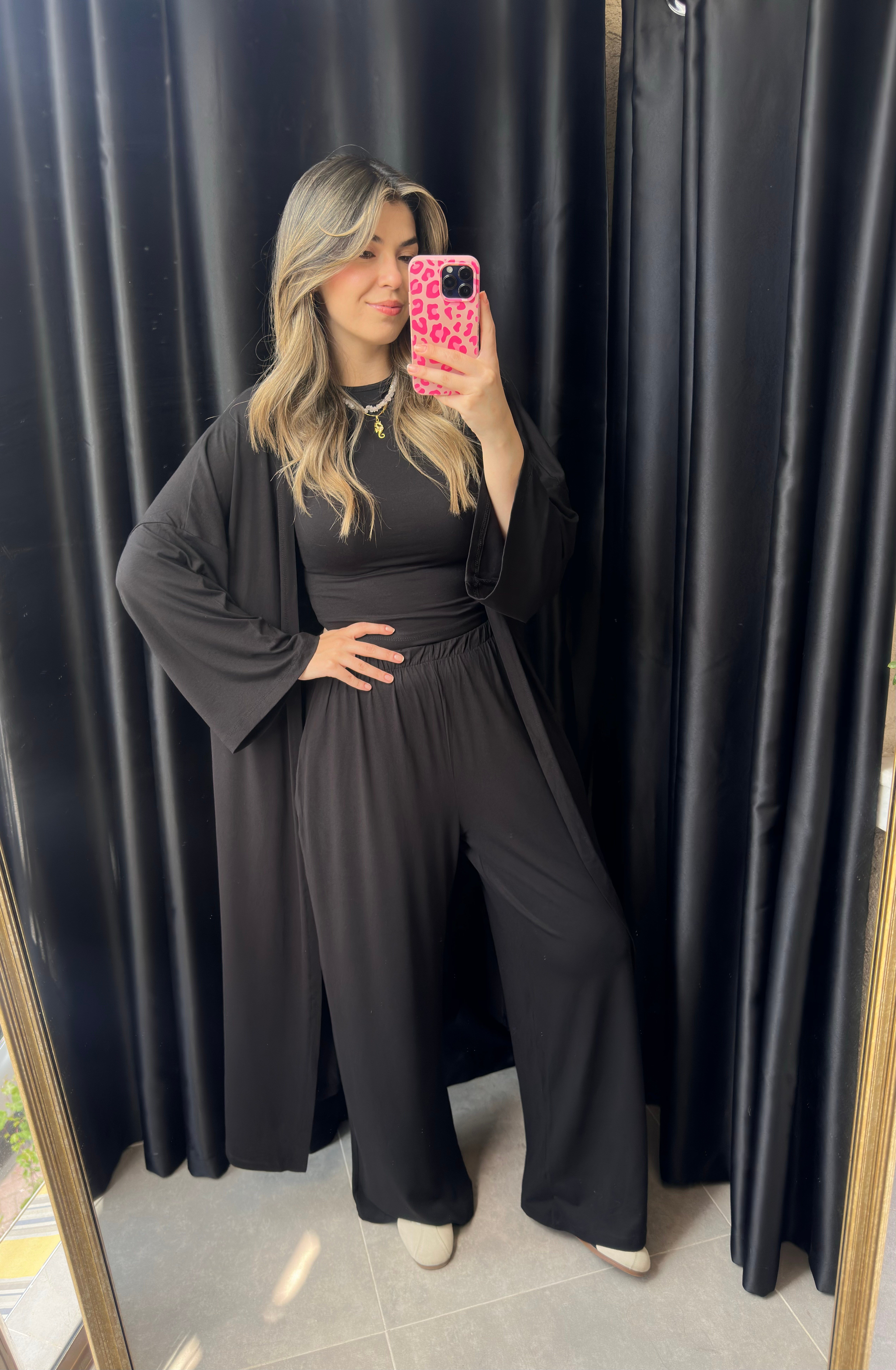 Siyah Bluz Pantolon Hırka Modal Takım