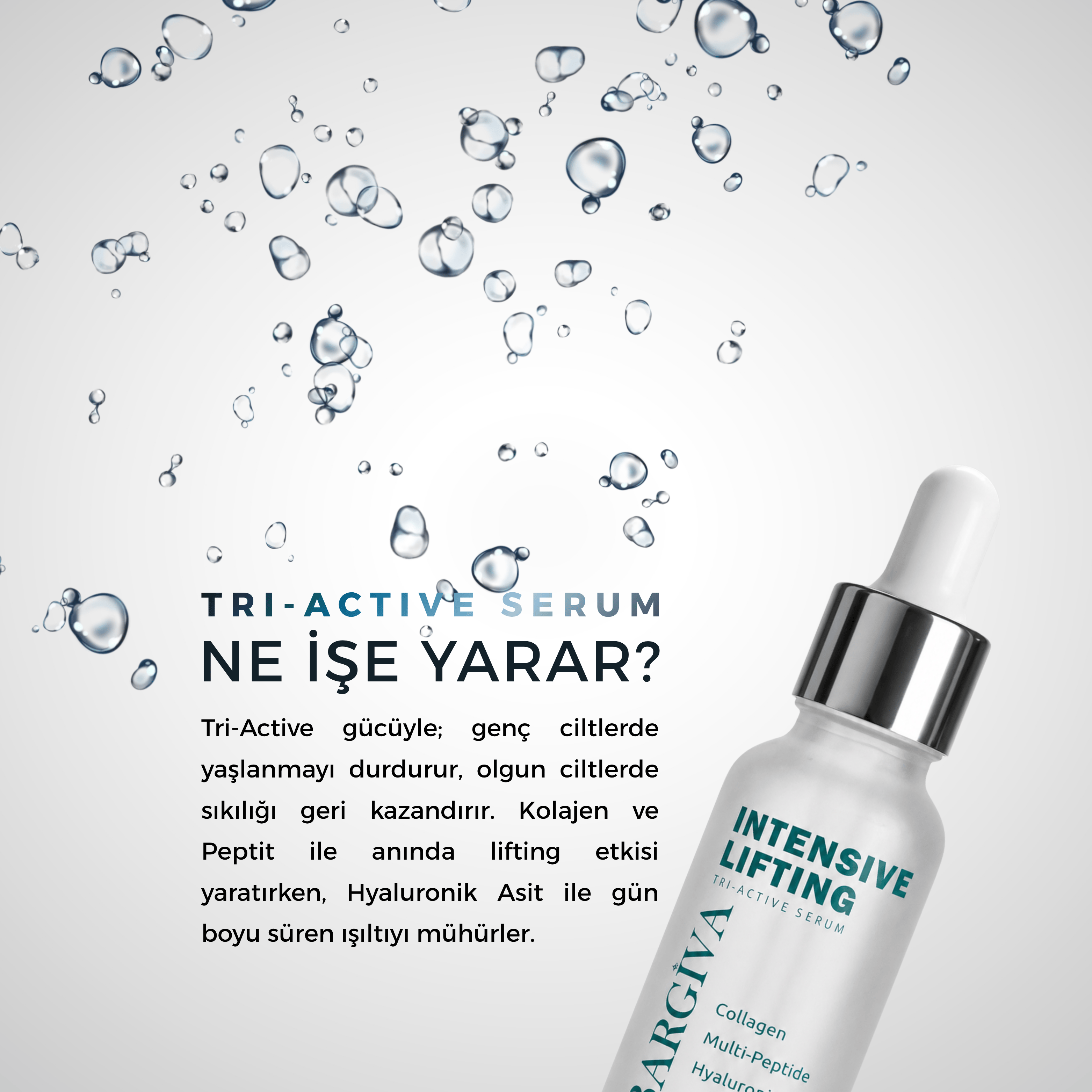  Intensive Lifting Yaşlanma Karşıtı Tri-Active Kolajen, Multi-Peptit ve Hyalüronik Asit Cilt Bakım Serumu 30 ml