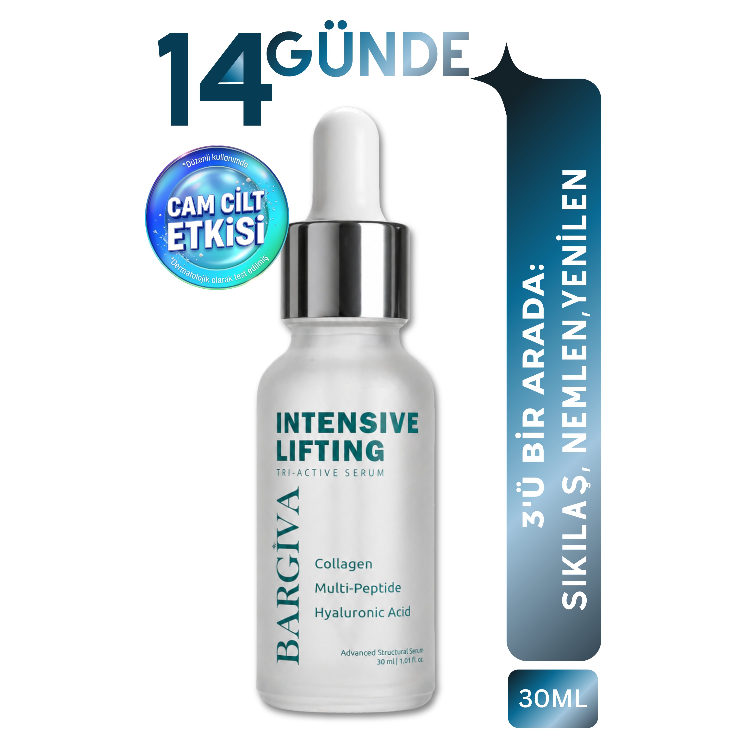  Intensive Lifting Yaşlanma Karşıtı Tri-Active Kolajen, Multi-Peptit ve Hyalüronik Asit Cilt Bakım Serumu 30 ml