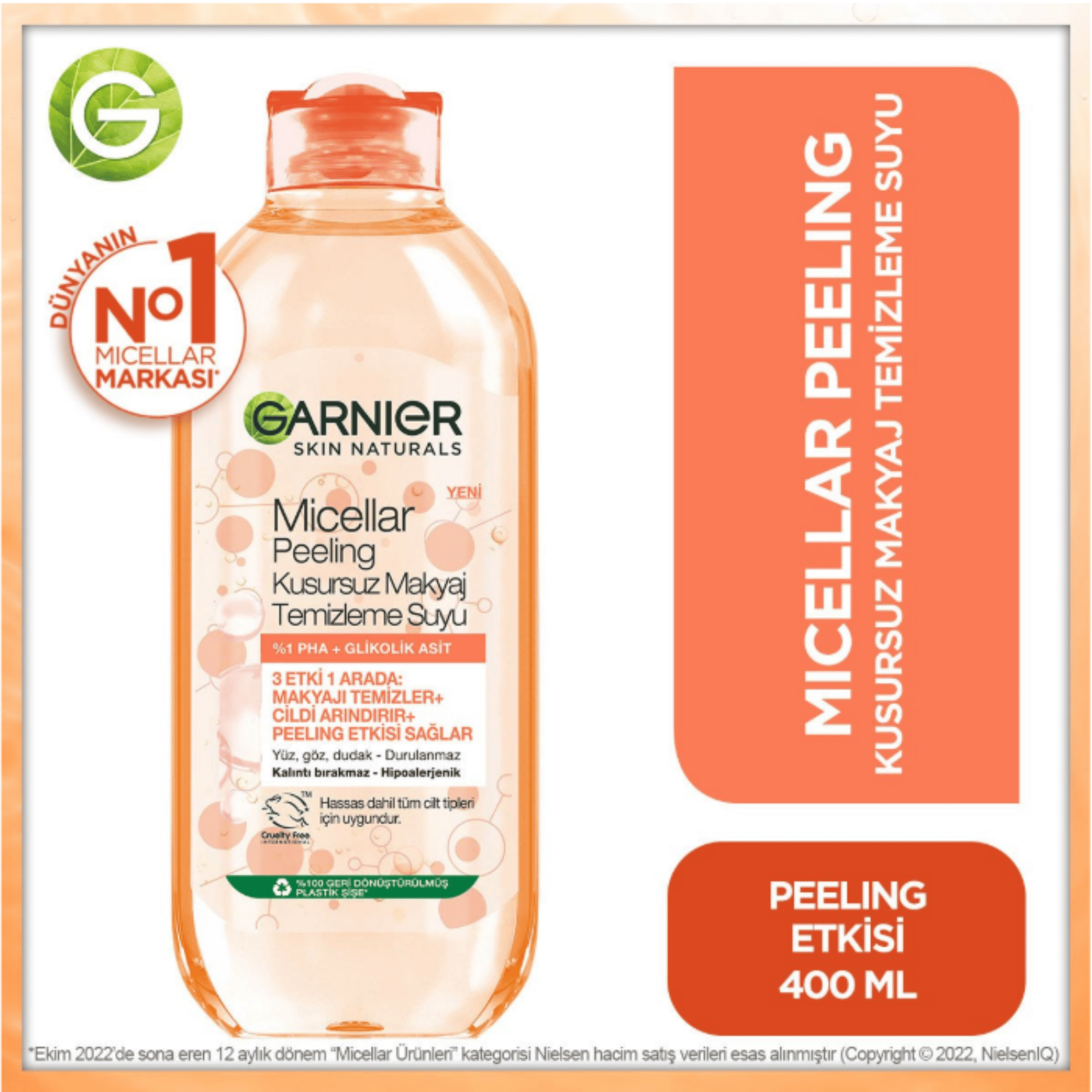 Garnier Micellar Peeling Kusursuz Makyaj Temizleme Suyu 400 ml