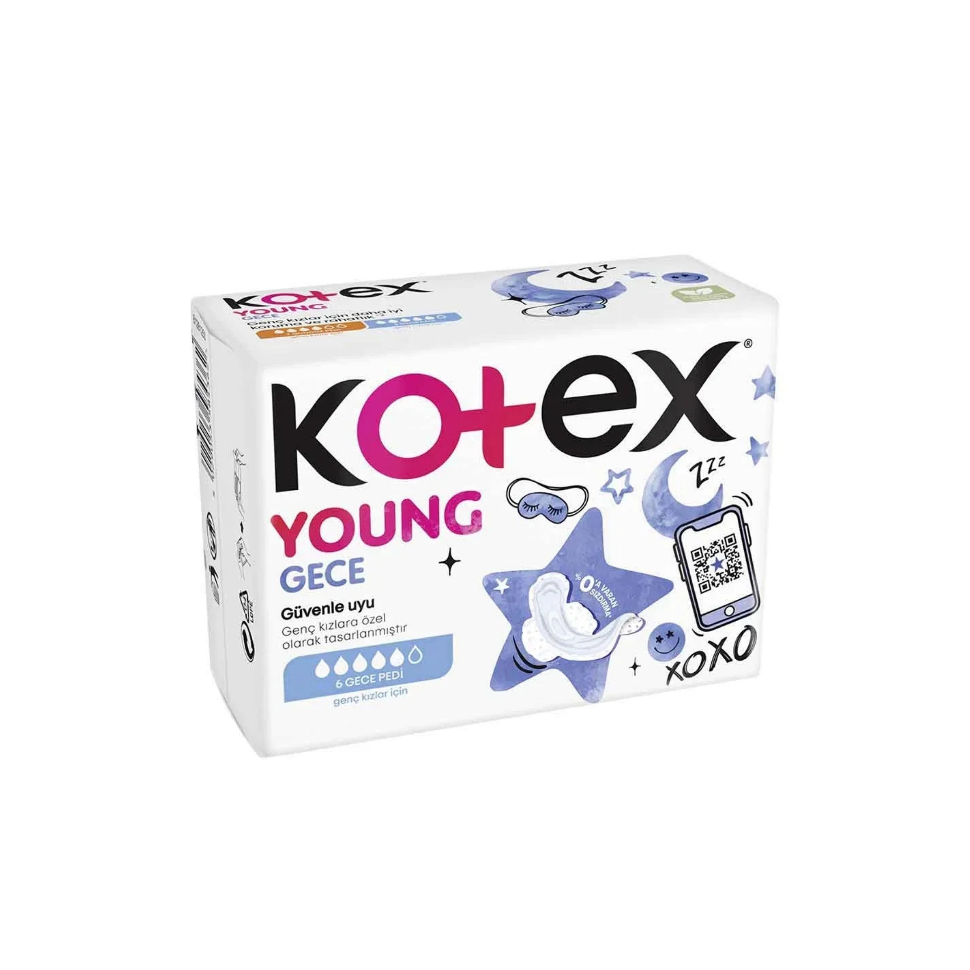 Kotex Young Genç Kızlar için Gece Pedi 6'lı Tekli Paket