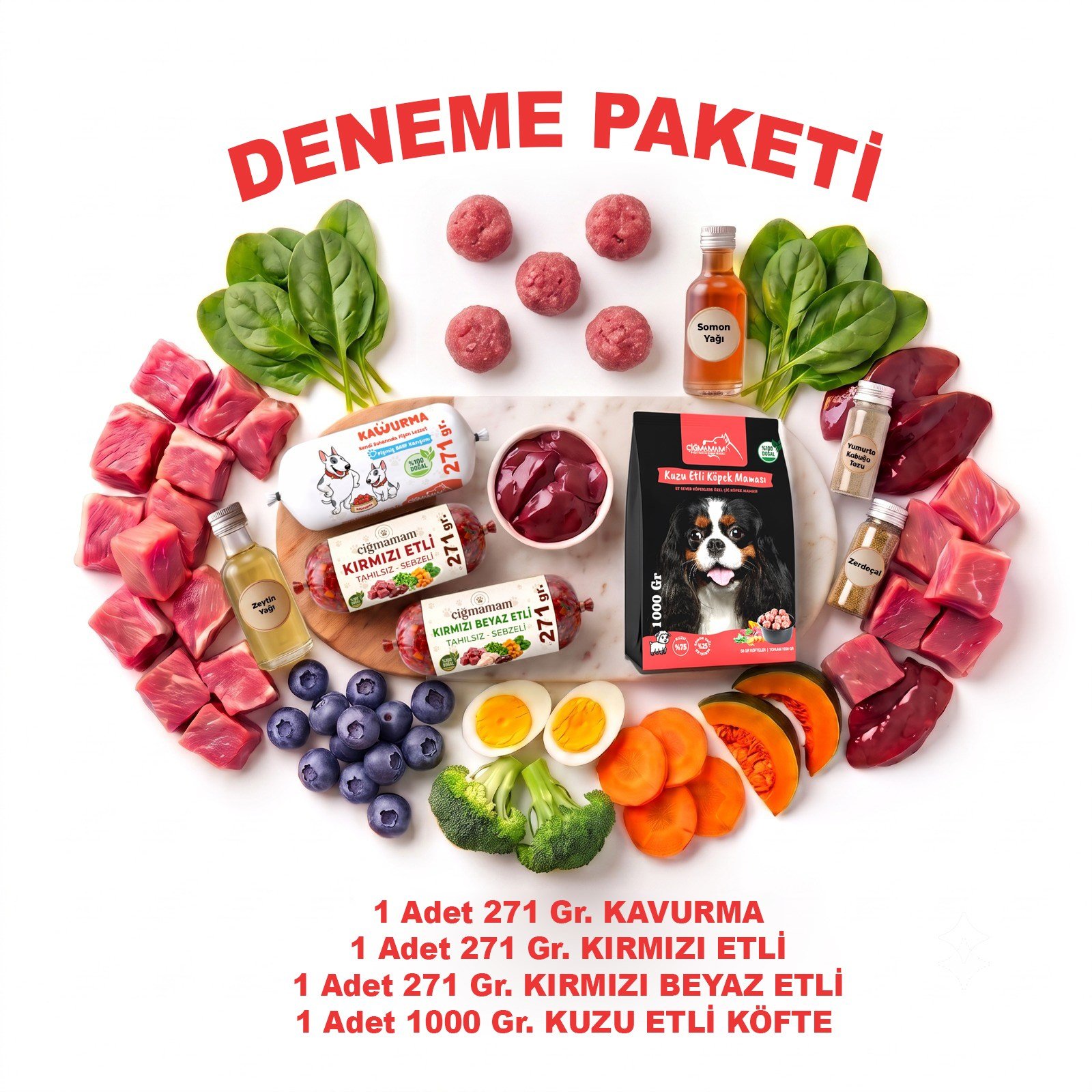 Tanışma Paketi Kavurma Barf Kırmızı ve Beyaz Etli Çiğ Mama Çeşitleri 4 Paket Tanışma Paketi Çiğmamam Barf