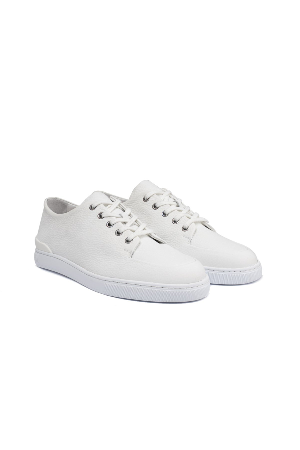 Aksesuar Detaylı Beyaz Erkek Deri Sneaker Ayakkabı