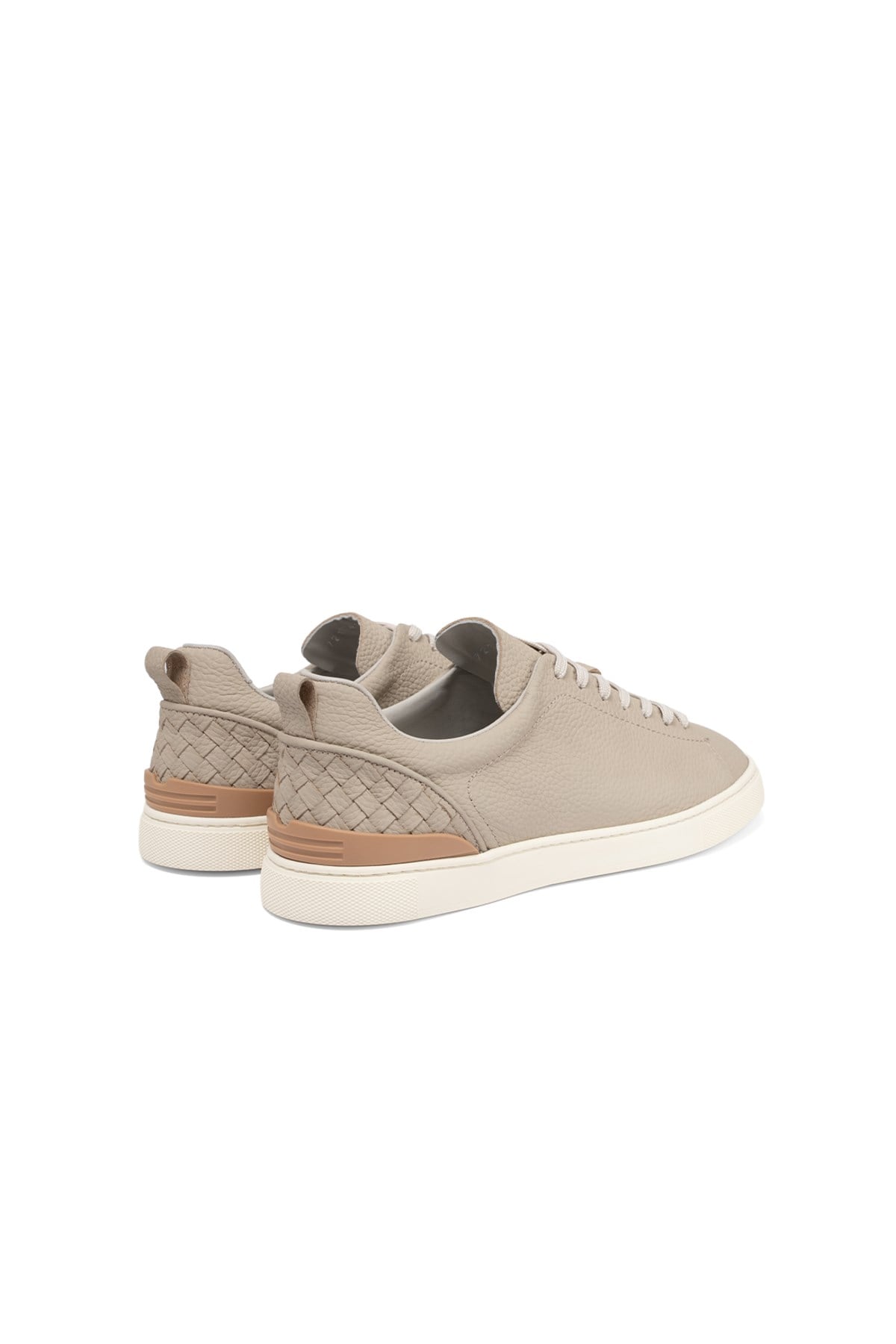 Erkek Bej Deri Sneaker Ayakkabı