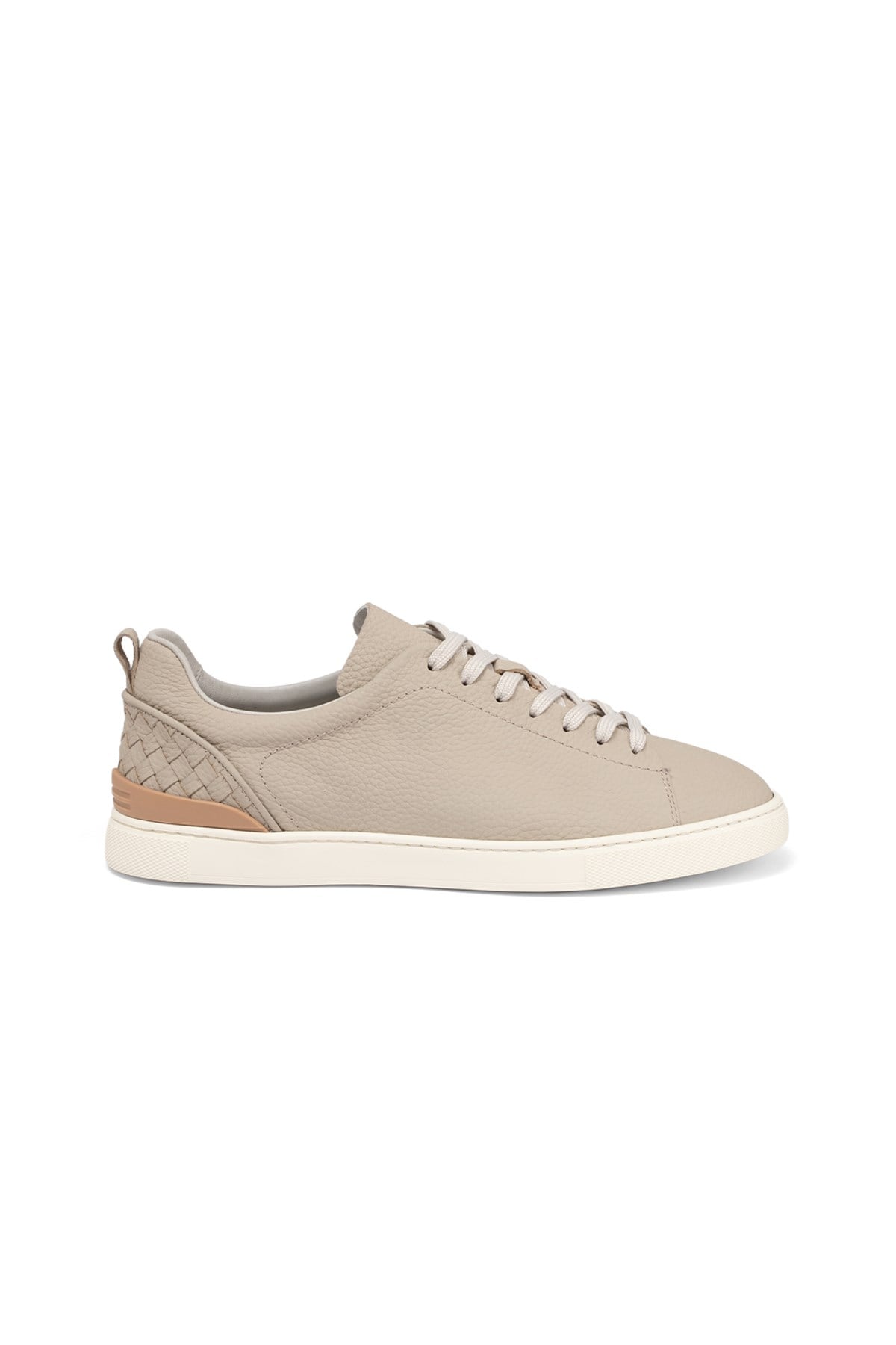 Erkek Bej Deri Sneaker Ayakkabı