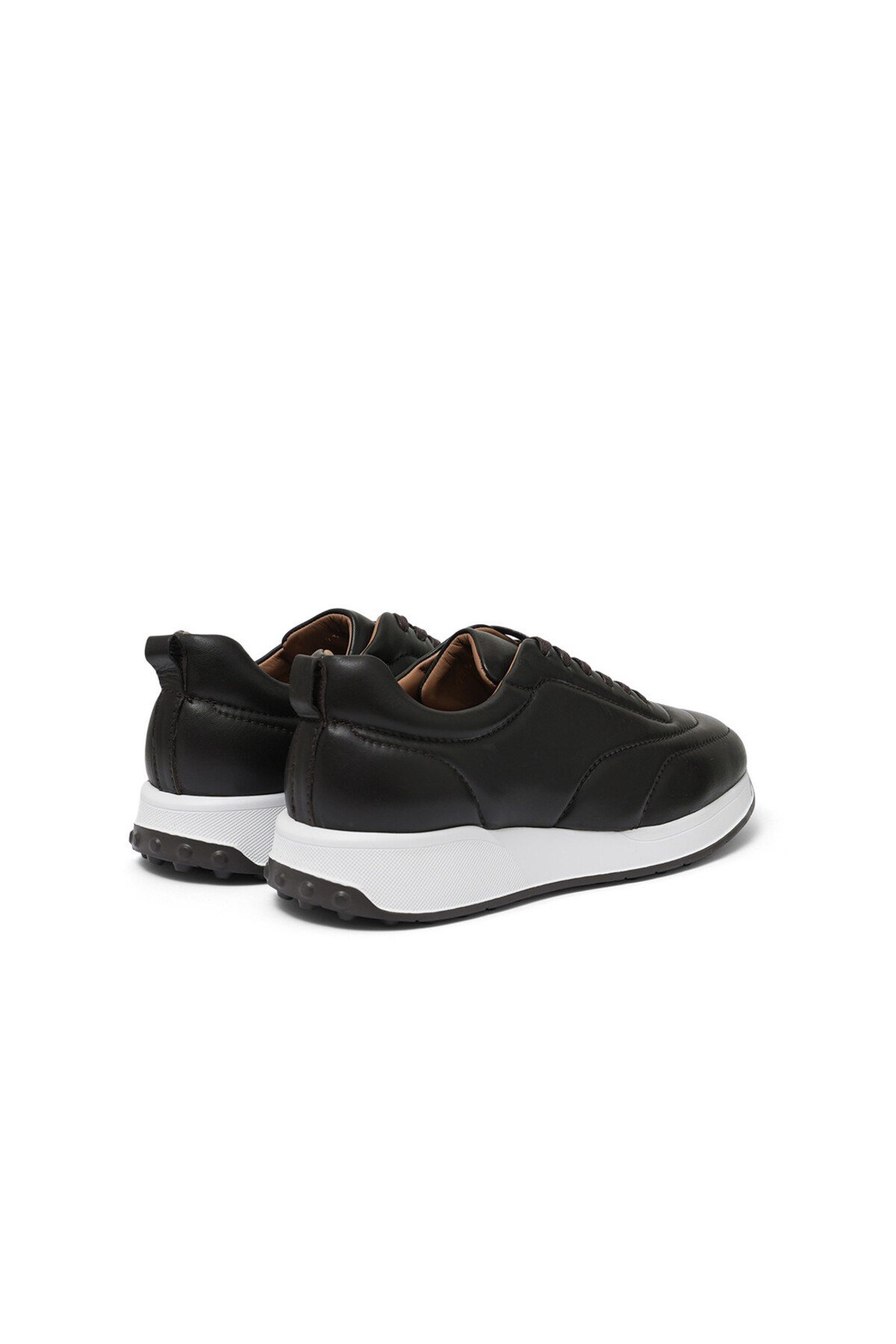 Erkek Kahverengi Deri Sneaker Ayakkabı