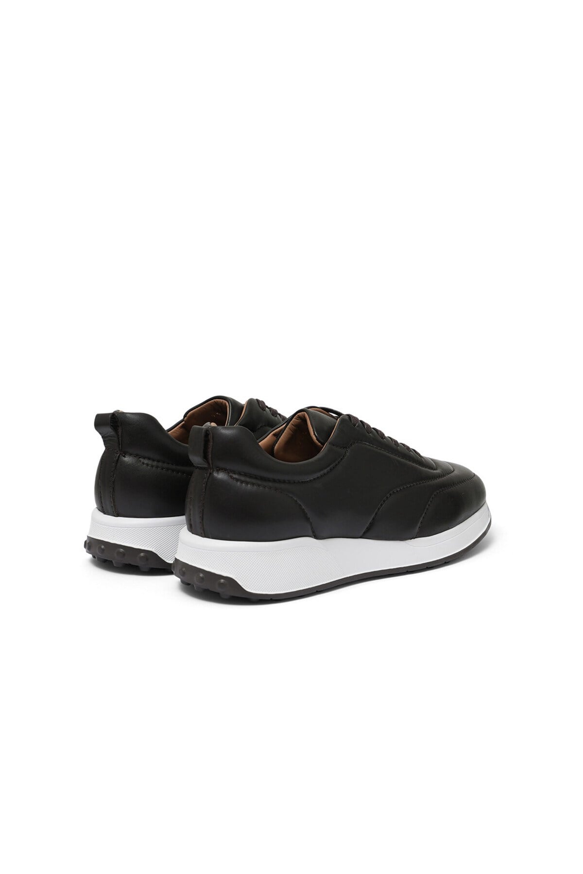 Erkek Kahverengi Deri Sneaker Ayakkabı