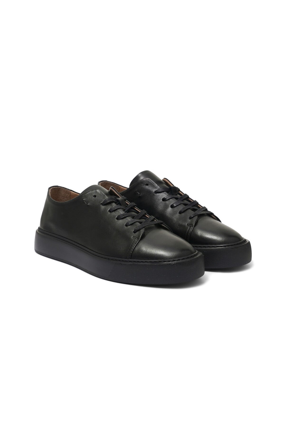 Erkek Siyah Deri Sneaker Ayakkabı