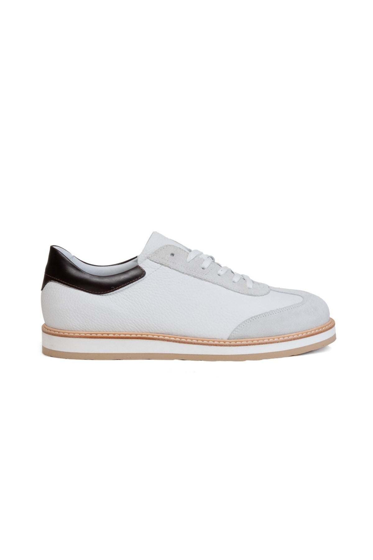 Erkek Sneaker Beyaz Taba Deri Ayakkabı