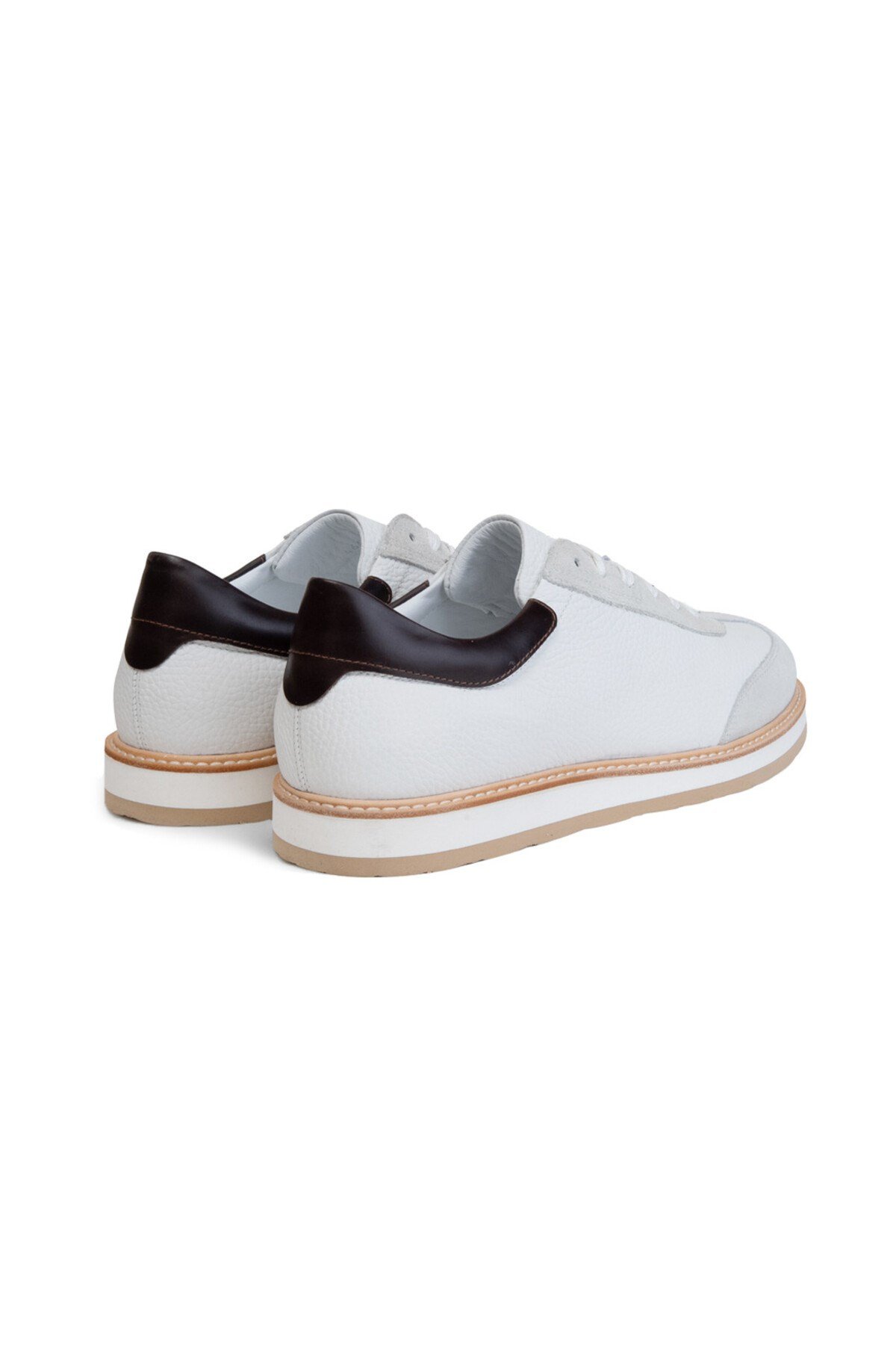 Erkek Sneaker Beyaz Taba Deri Ayakkabı