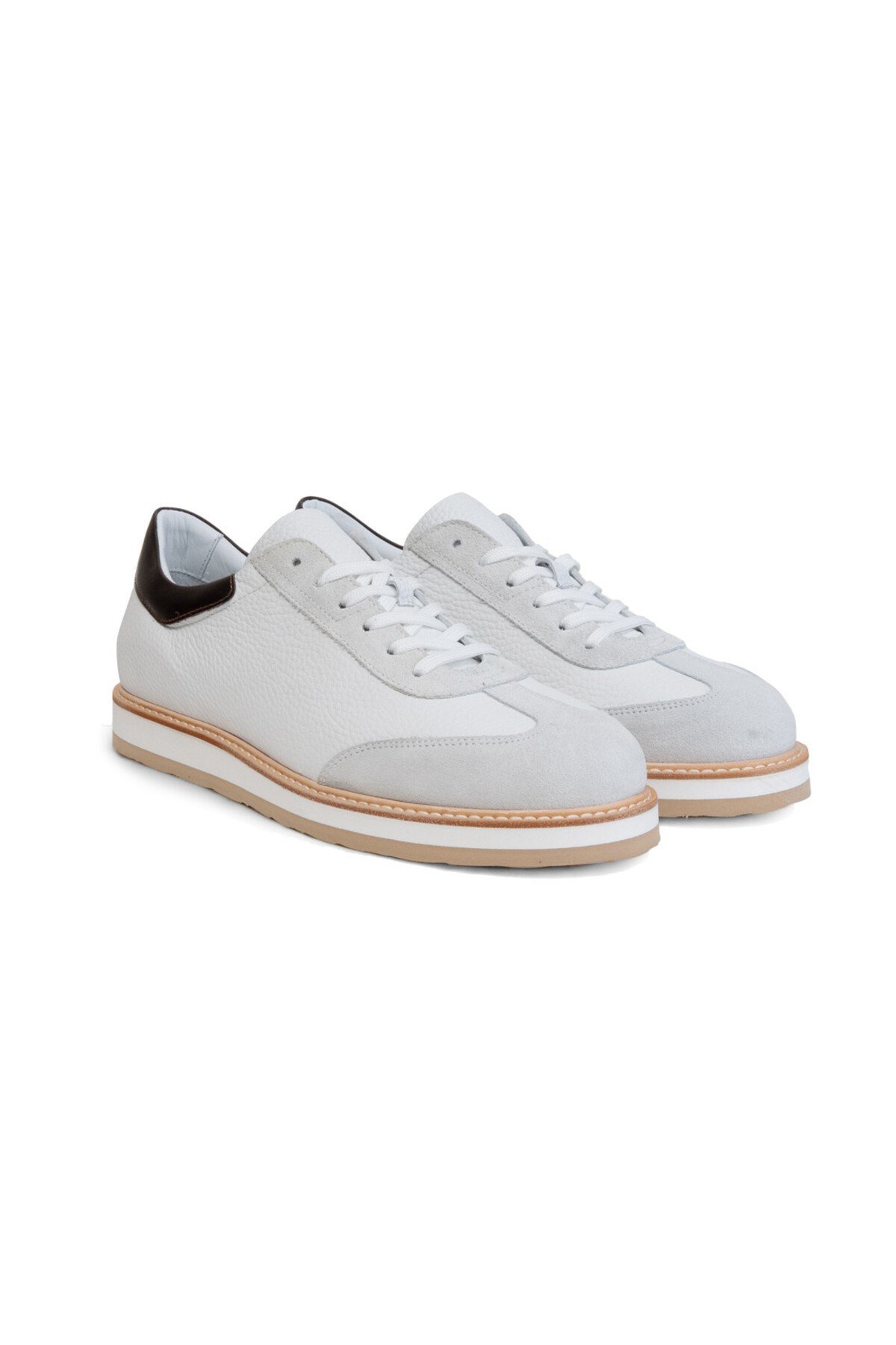 Erkek Sneaker Beyaz Taba Deri Ayakkabı