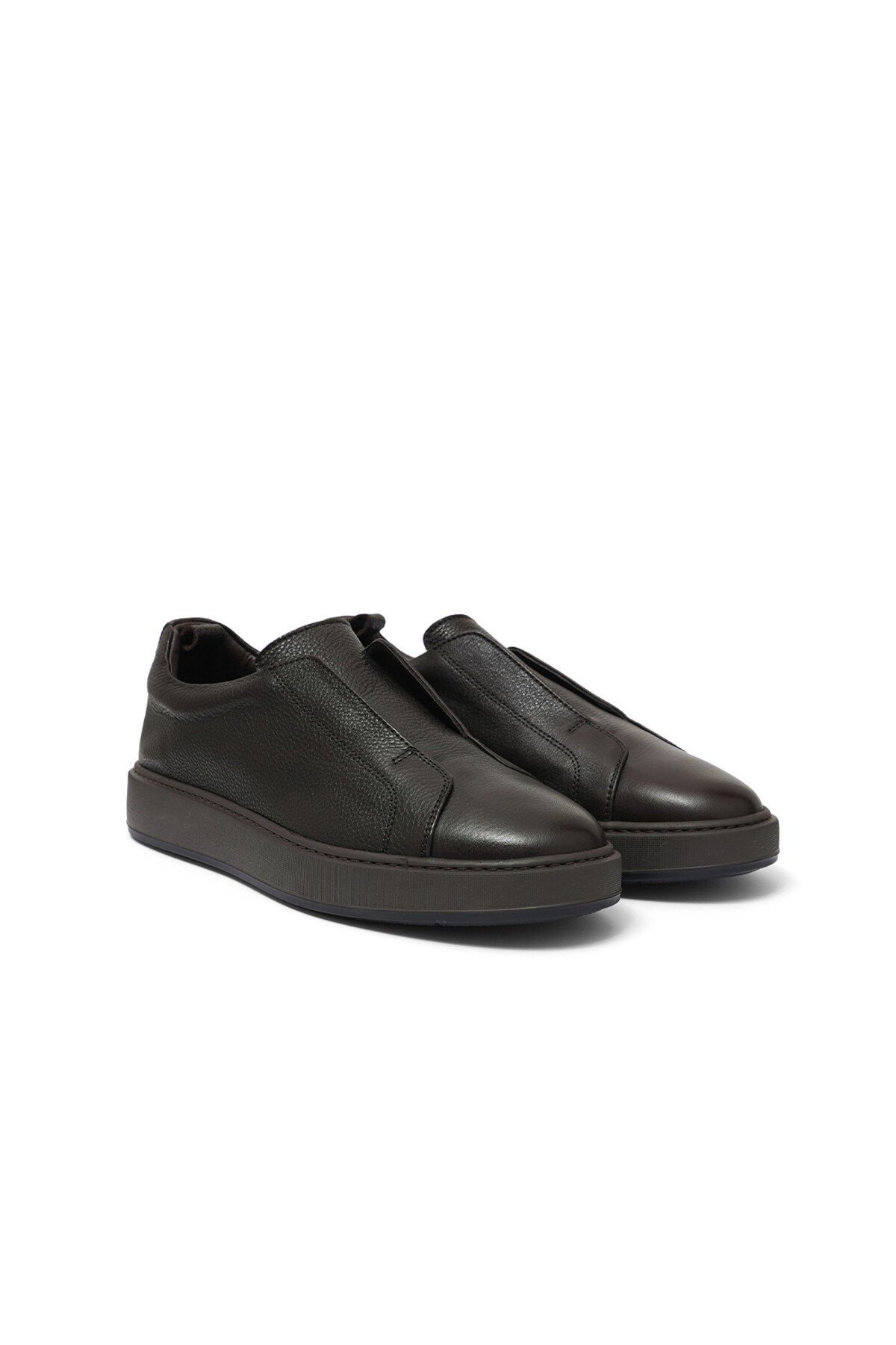 Kahverengi Deri Erkek Sneaker Ayakkabı
