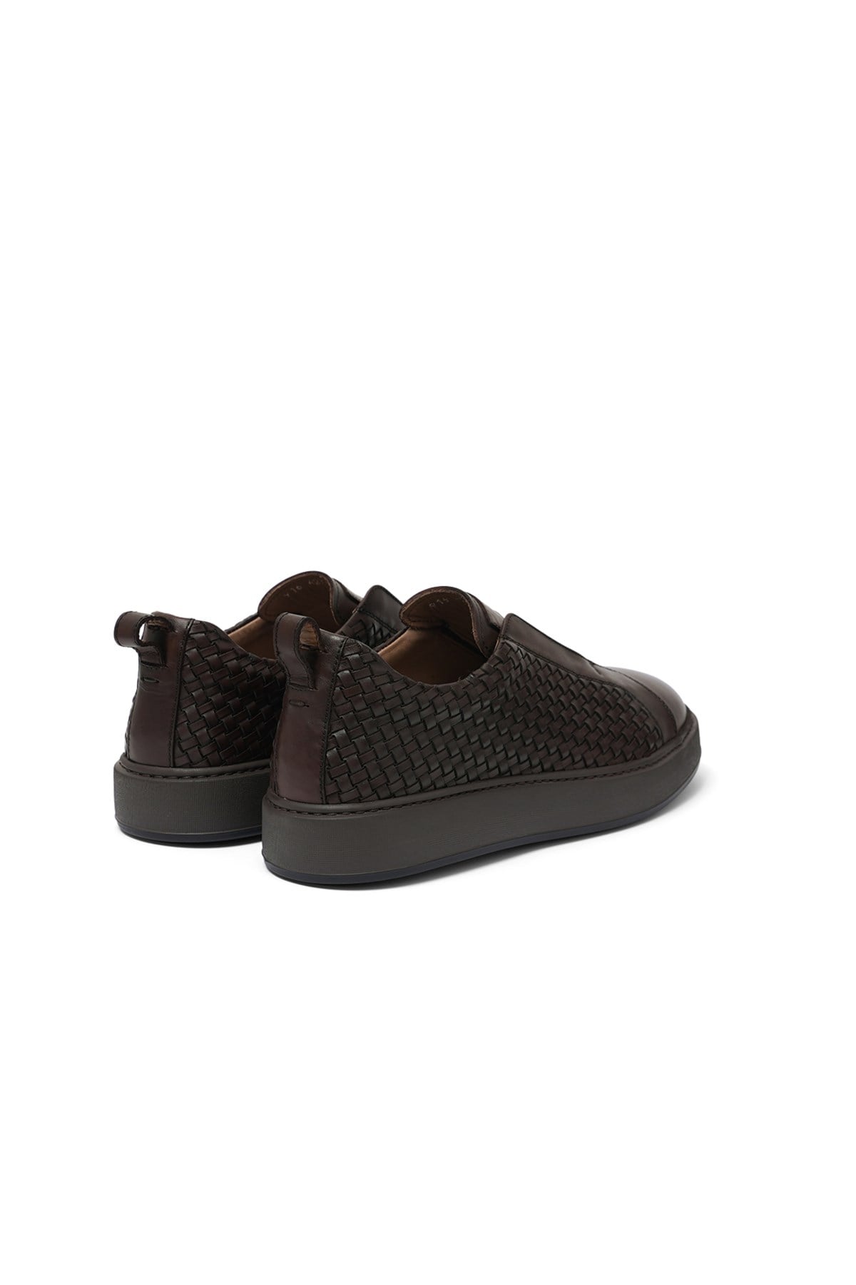 Kahverengi Deri Erkek Sneaker Desenli Ayakkabı