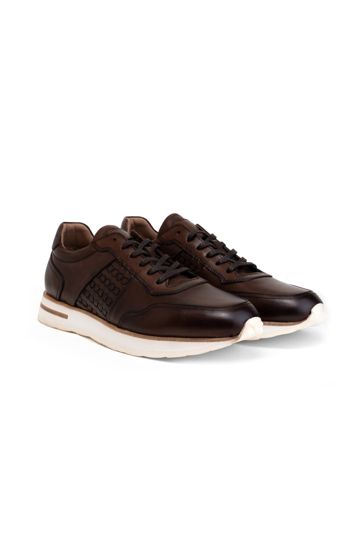 Kahverengi Örgülü Erkek Sneaker Ayakkabı