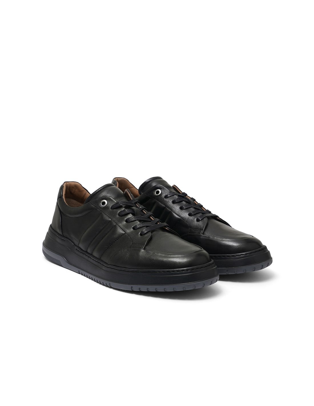 Siyah Deri Erkek Sneaker Ayakkabı
