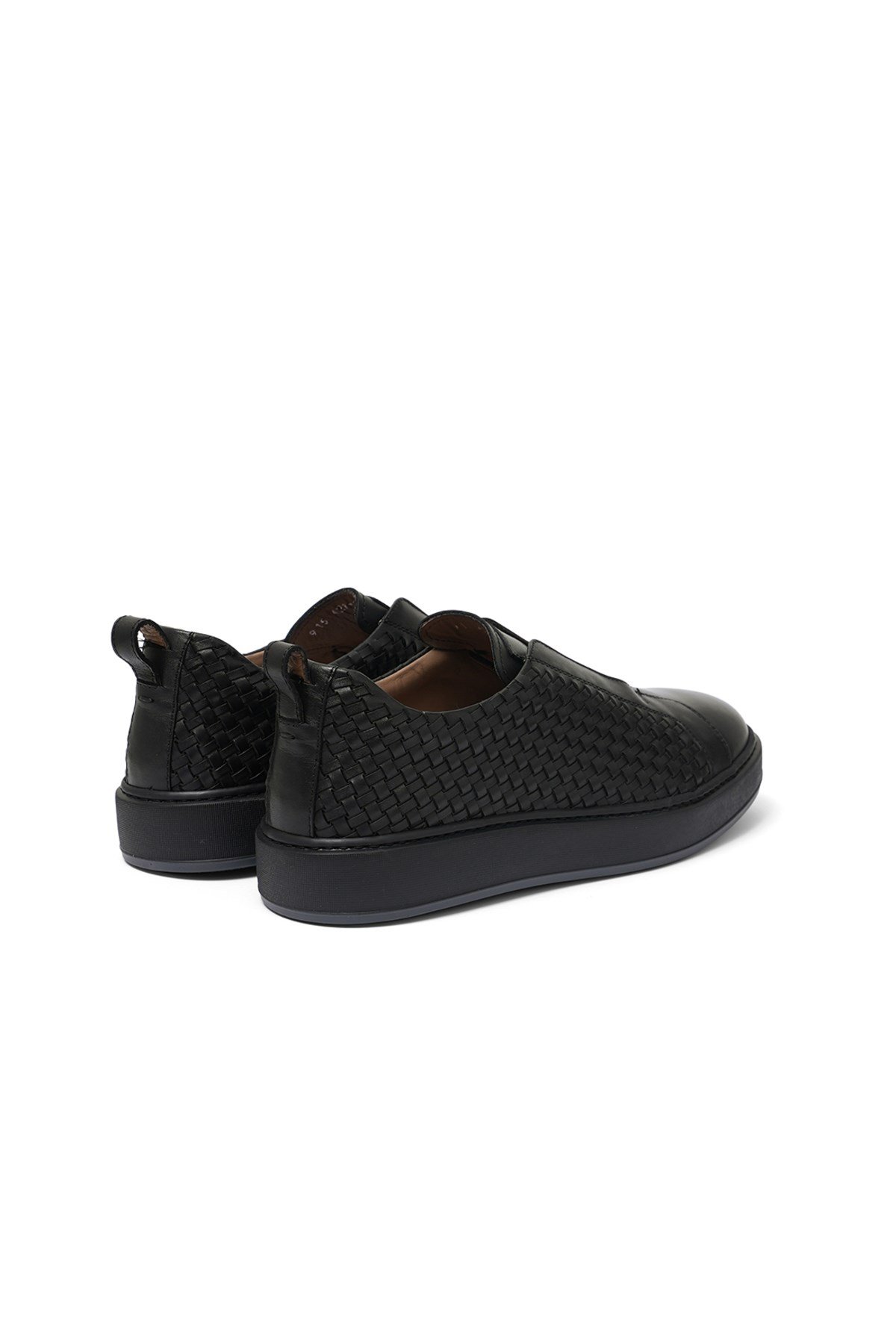 Siyah Deri Erkek Sneaker Desenli Ayakkabı