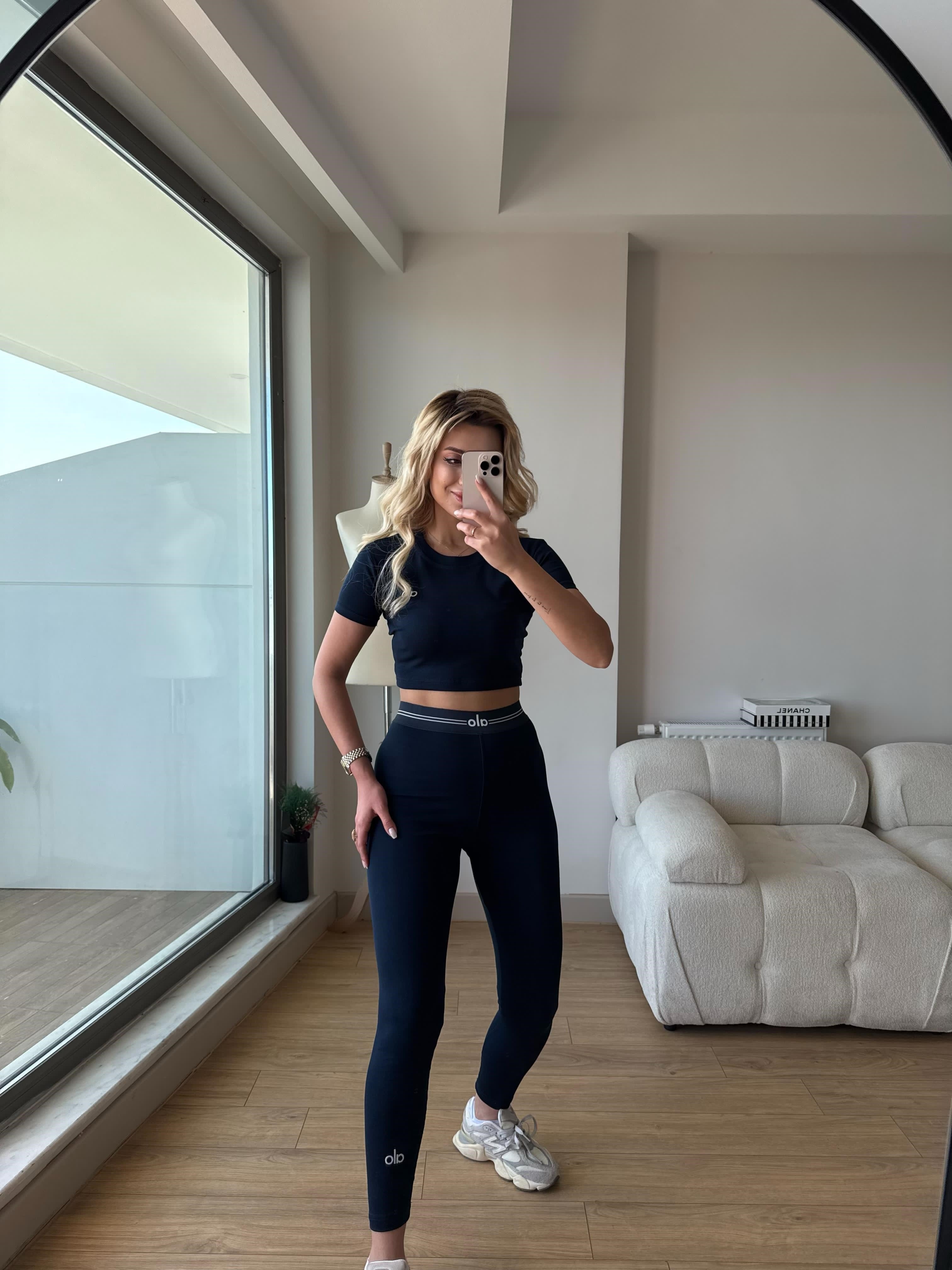 Alo crop takım lacivert