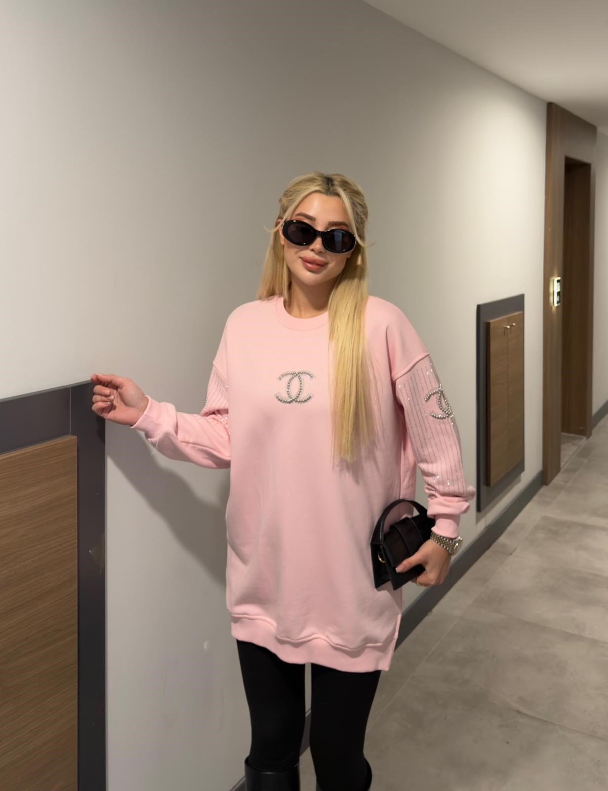 CH TAŞLI SWEAT PEMBE