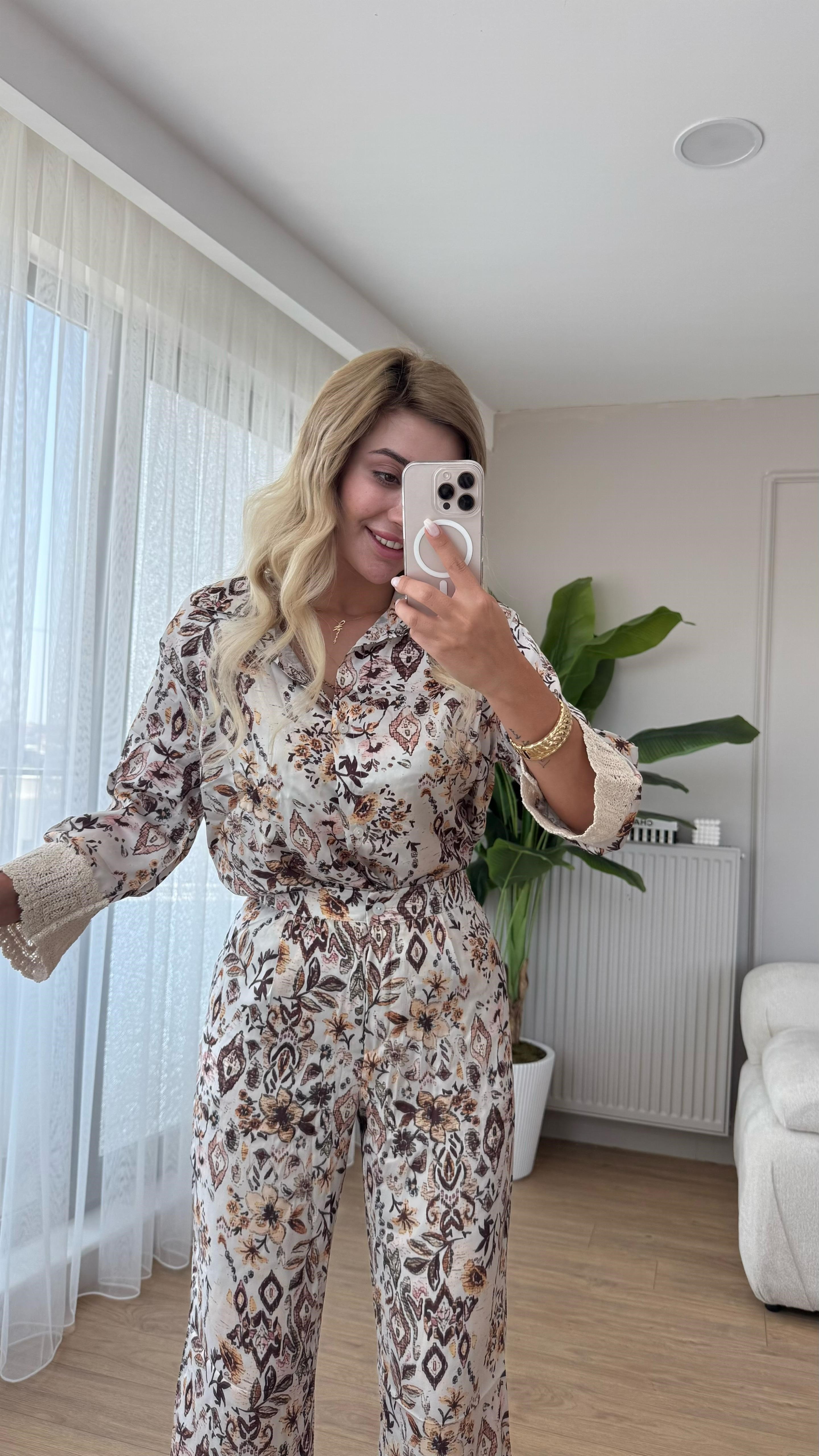 Dantel desen şifon takım