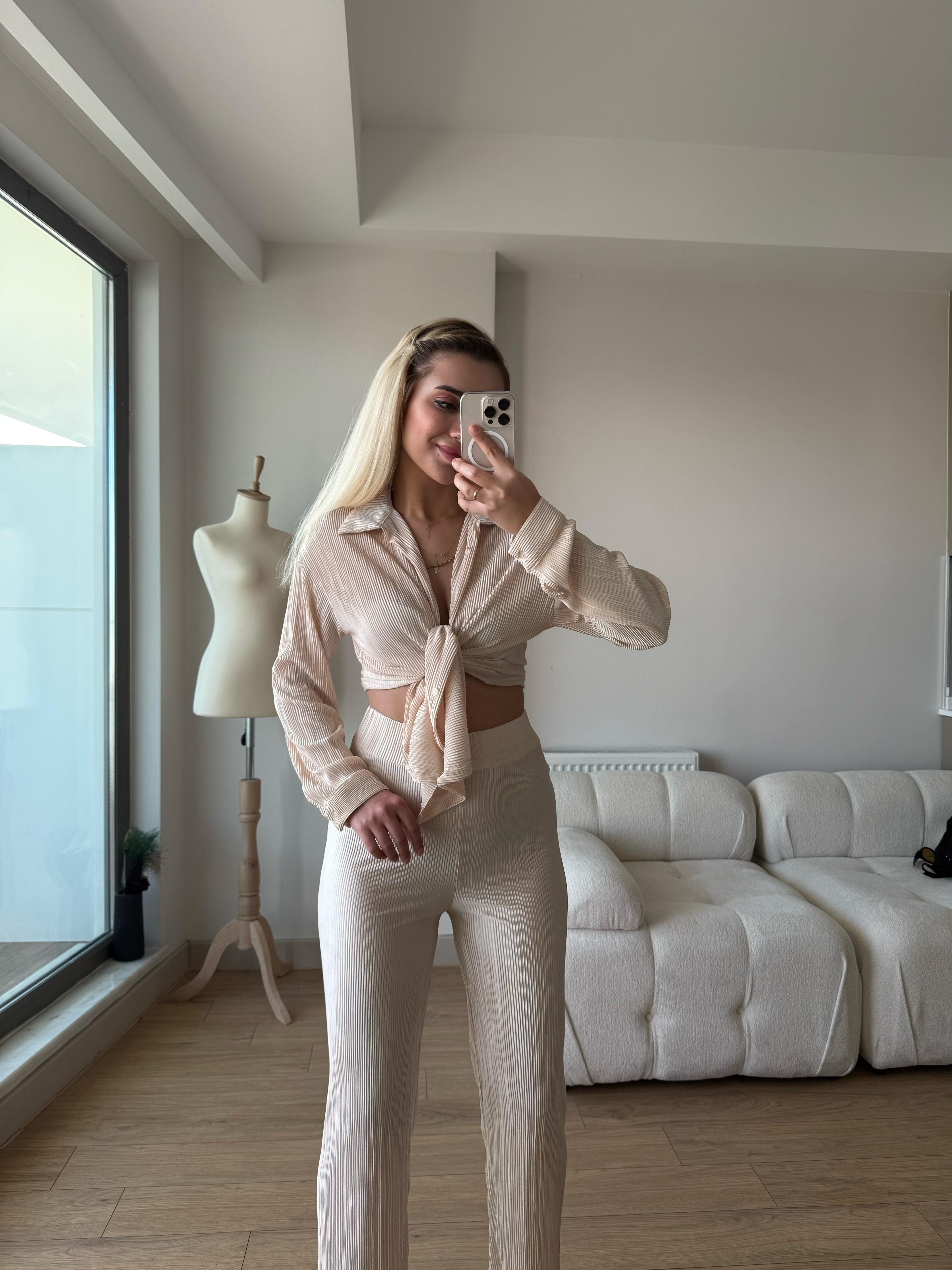 Fitilli takım krem