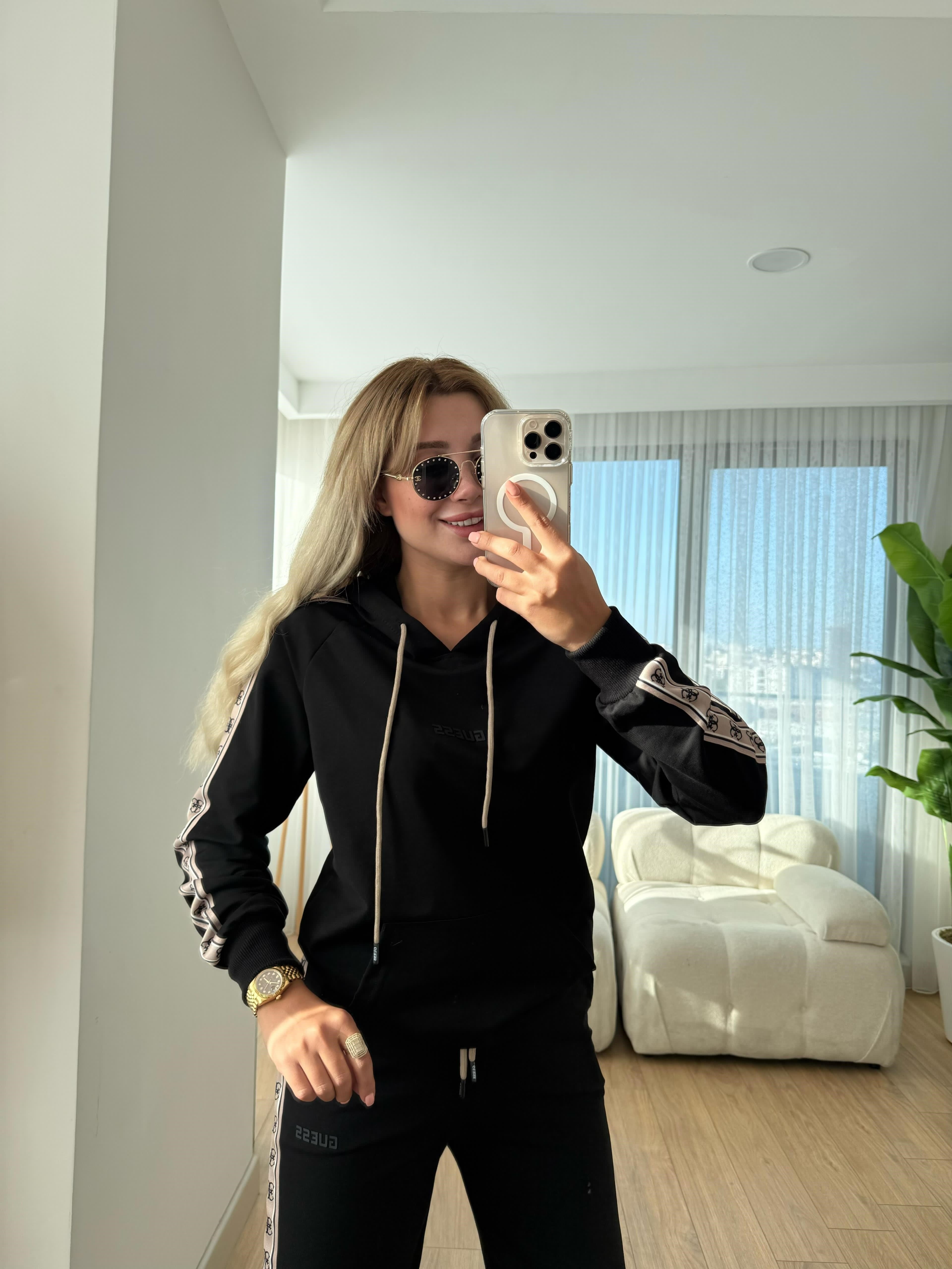 Girl kapşonlu siyah
