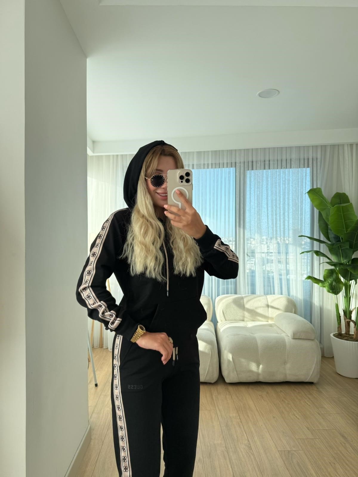 Girl kapşonlu siyah
